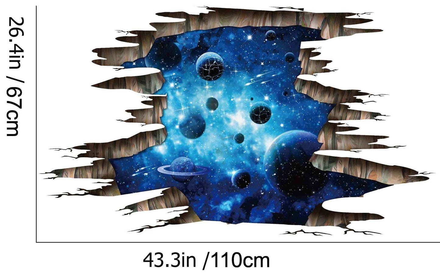 3D Space Floor Sticker,Blue Galaxy Wall Decal-Removable Mural for Kids Bedroom Living Room Milky Way Decorations