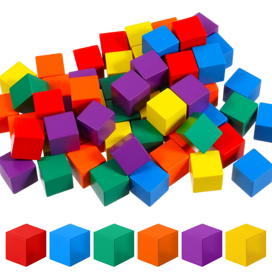 300 Pack Wooden Cube, 0.8 Inch Small Colored Wooden Cubes Square for Family Activity Accessories, DIY Craft, Sorting, Counting, Replacement Pieces
