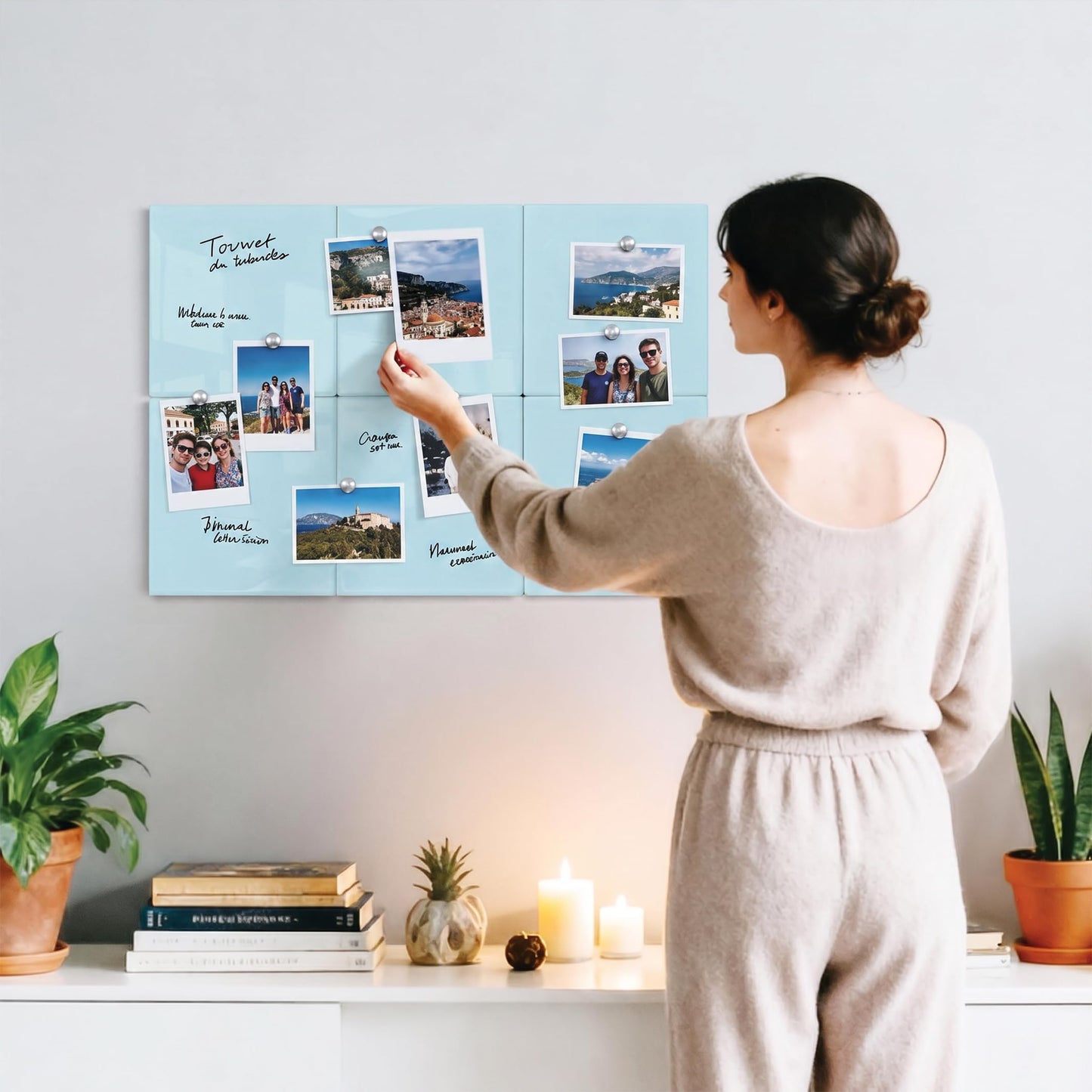 Comix Magnetic Board, 6 Pack Magnetic Whiteboard for wall, 11.8 x 11.8 Inches Dry Erase Board for Kids, Students, White Board Dry Erase Set for Fridge, Office and Home, Light Blue