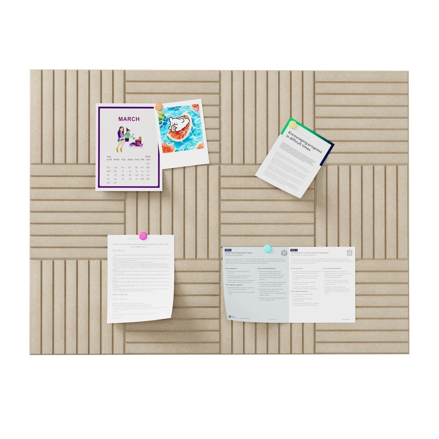 Baysola Stripe Felt Bulletin Board Panels 48 x 36 Inch Self Adhesive Wall Tiles Cork Board Alternative for Office Classroom Photos Notes 12 Pack