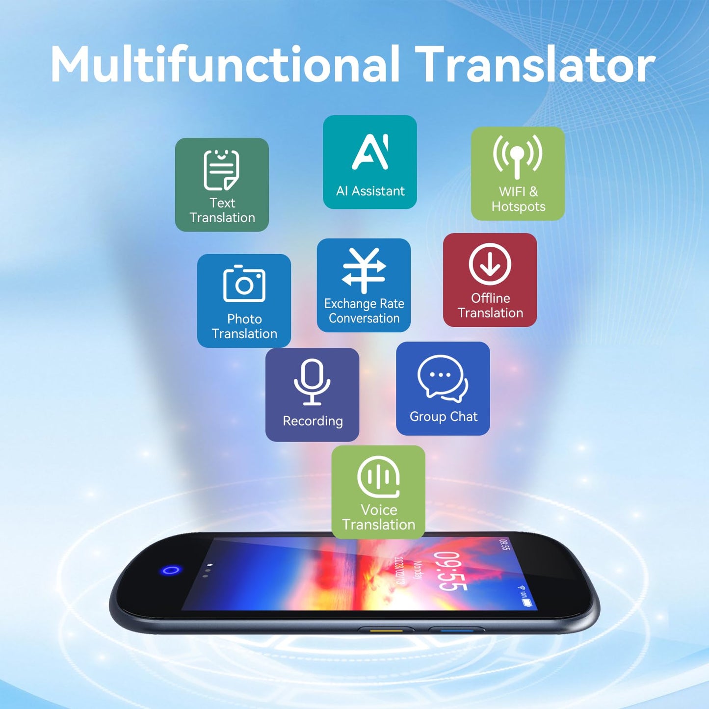 Language Translator Device No WiFi Need,Two-Way AI Voice Translator, Real Time of 137 Language,Text/AI/Offline/Photo Instant Translation Device for Travel Business Learning-Light Grey
