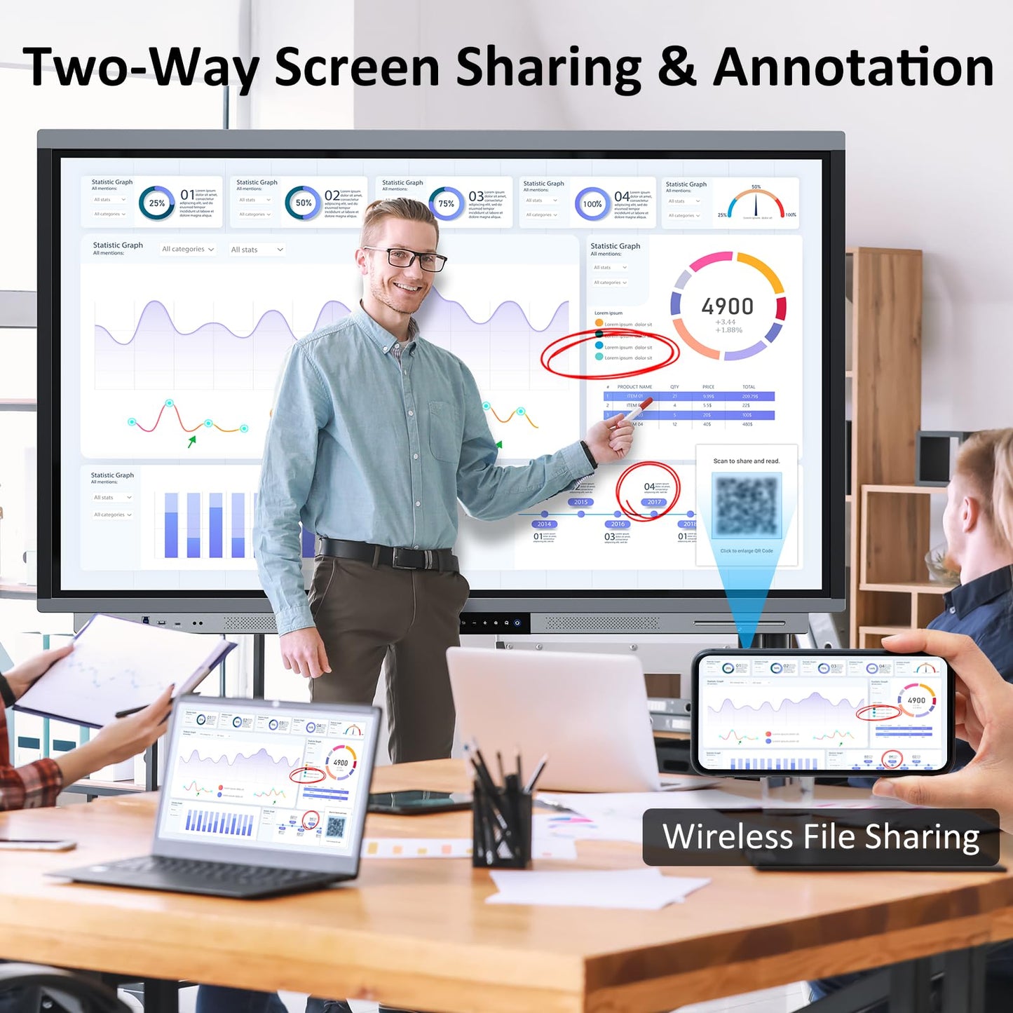 Shiarffe R9 Smart Board 55 Inch 4K Interactive Whiteboard