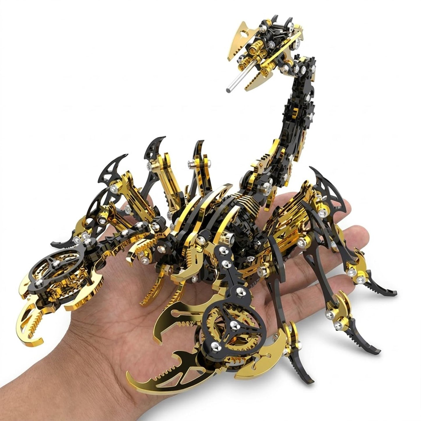 Scorpion 3D Metal Puzzles for Adults, 454PCS Stainless Steel DIY Mechanical Model Kit, No Glue Assembly with Movable Joints, Challenging Metal Building Kit Desk Decor Gift (Black-Glod)