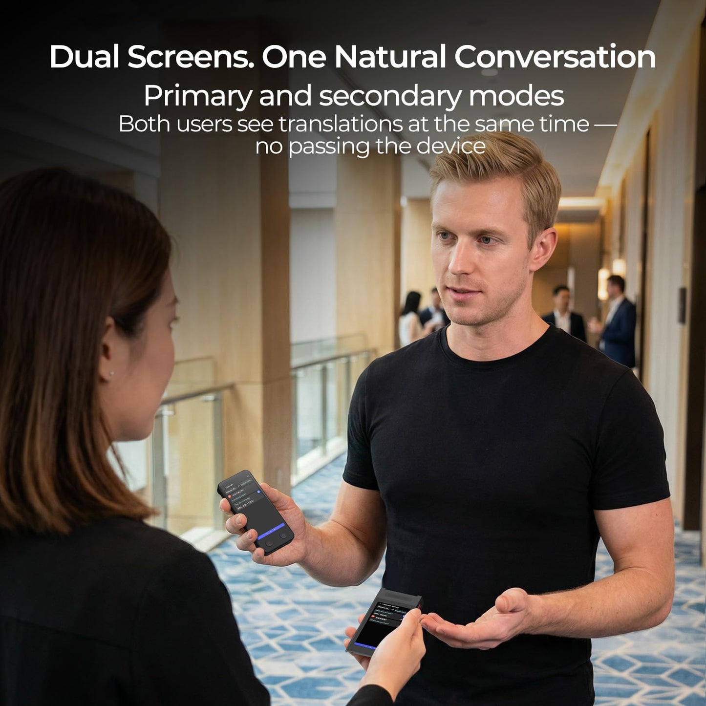 iTour Detachable Language Translator Device, Upgraded Instant Voice Translator, Real Time Dual Screen AI Translator with 139 Languages, Online & Offline & Photo & Group Chat & Text Translation