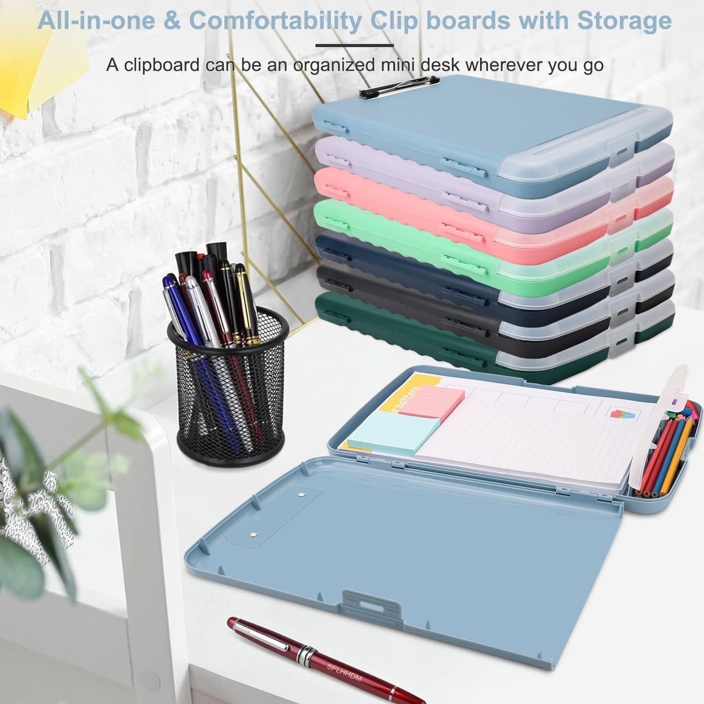 SFLHHDM Clip Boards 8.5x11 with Storage, Heavy Duty Storage Clipboard, Nursing Clipboard Folder with Pen Holder, Clipboards with Low Profile Clip, Nurse Clipboards Binder Case for Classroom