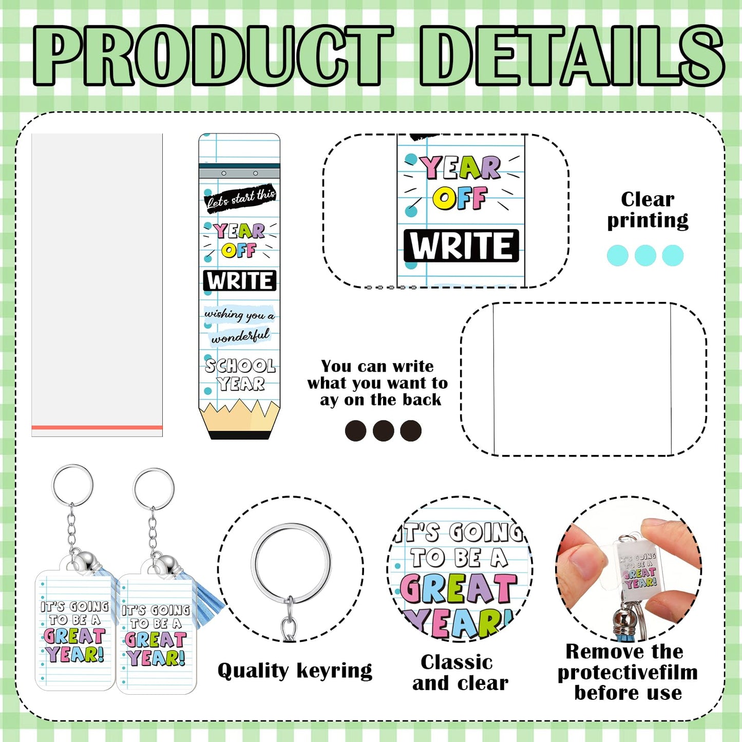 Tenceur 30 Set Bulk Back to School Gifts for Students Notebook Themed Ballpoint Pens Keychains and Cards Set First Day of School Gifts Supplies for Teacher Classroom Rewards Party Favors