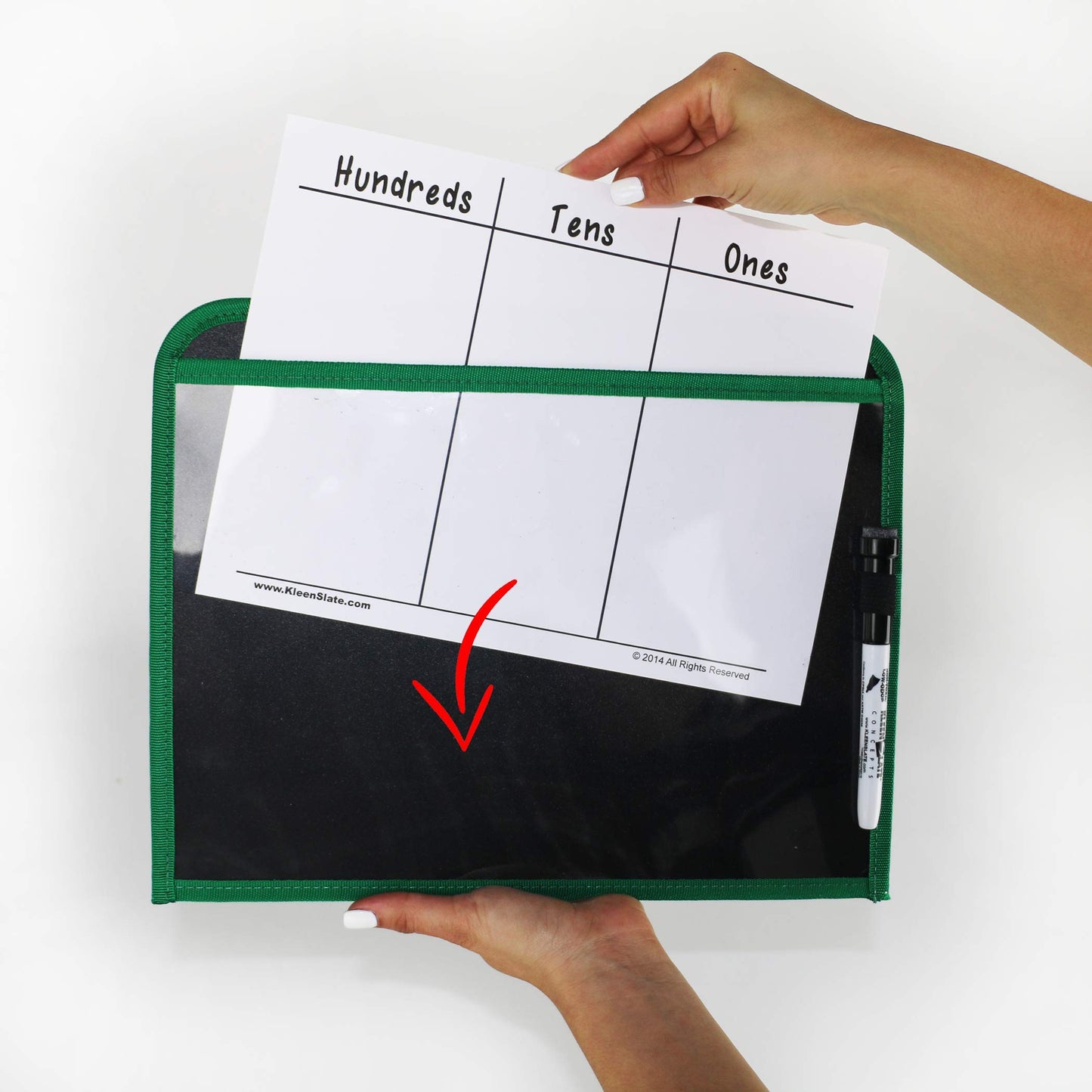 KleenSlate (8 Durable Dry Erase Pockets with Sturdy Back and Clear Vinyl Sleeve + (8) Dry Erase Markers with Erasers