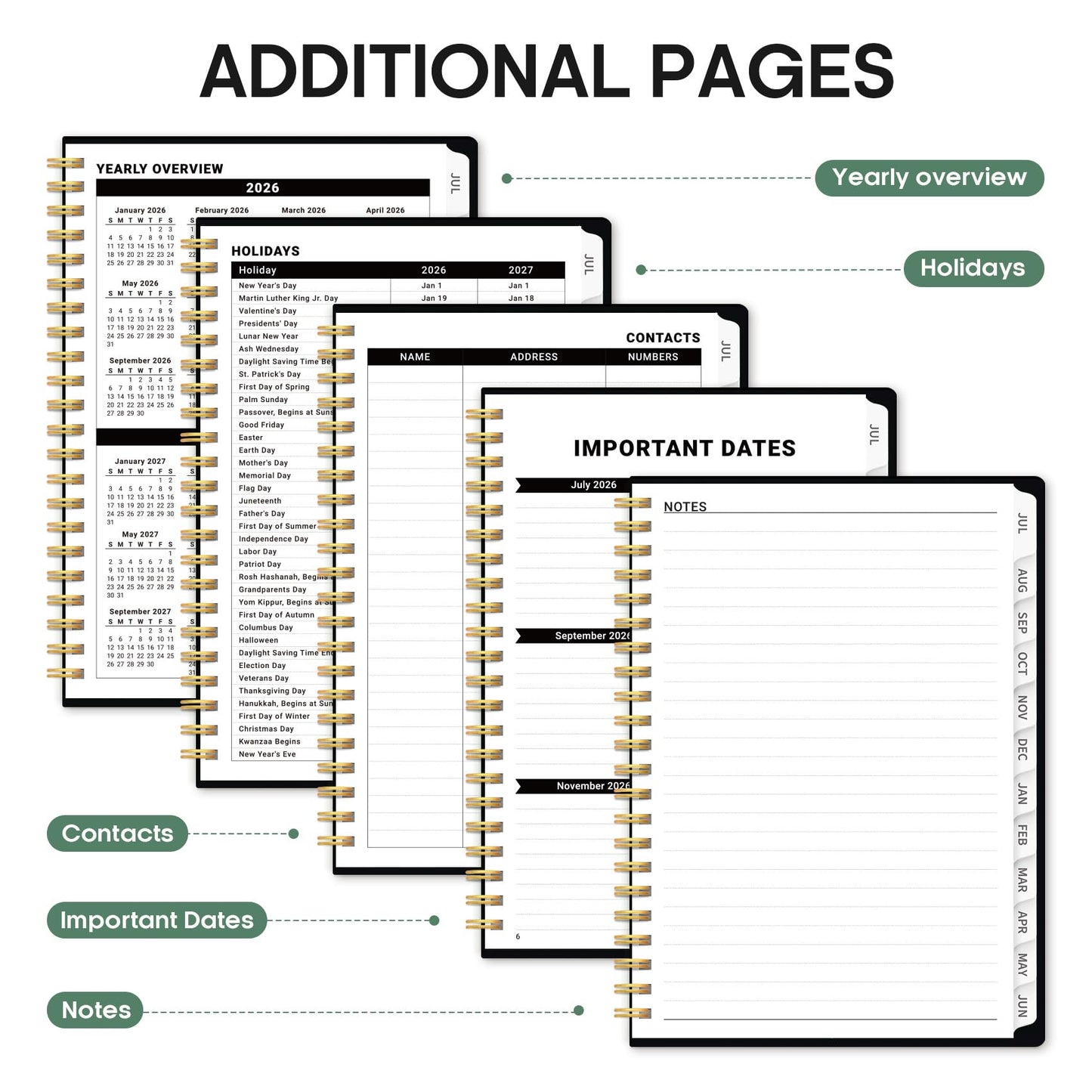 Planner 2026-2027, Academic Year Weekly and Monthly Calender Planner, from Jul 2026 - Jun 2027, Spiral Bound School Planning Book, Perfect for Teacher, Student, Women & Men, A5 (6.3" x 8.5"), Forest Myth