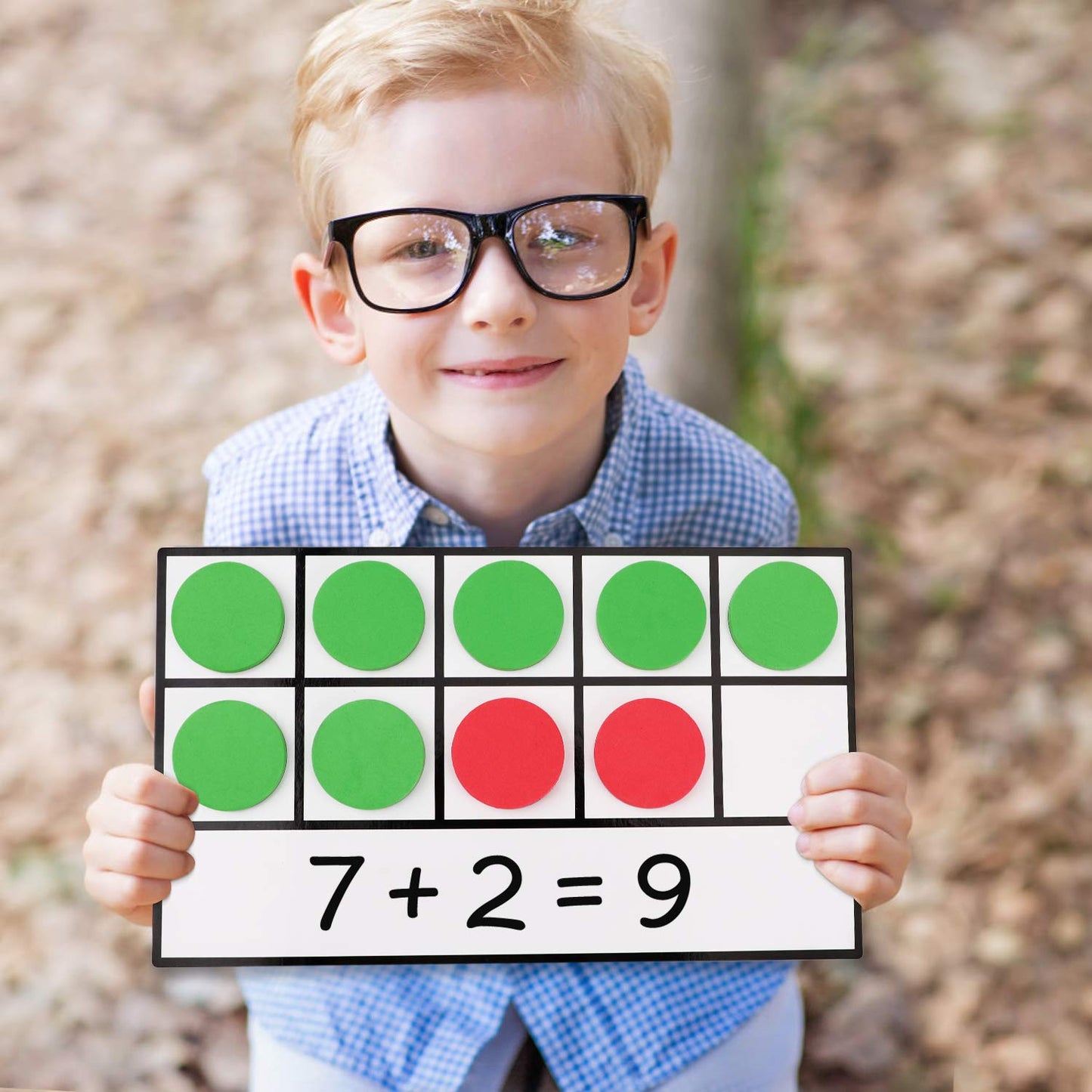 Torlam Magnetic Ten-Frame Set - Math Manipulative for Elementary - 5 Ten Frames & 55 Magnetic Counters for Kids, Kindergarten Math Games (Upgraded Version for Hand-held & 2 Black Pens)