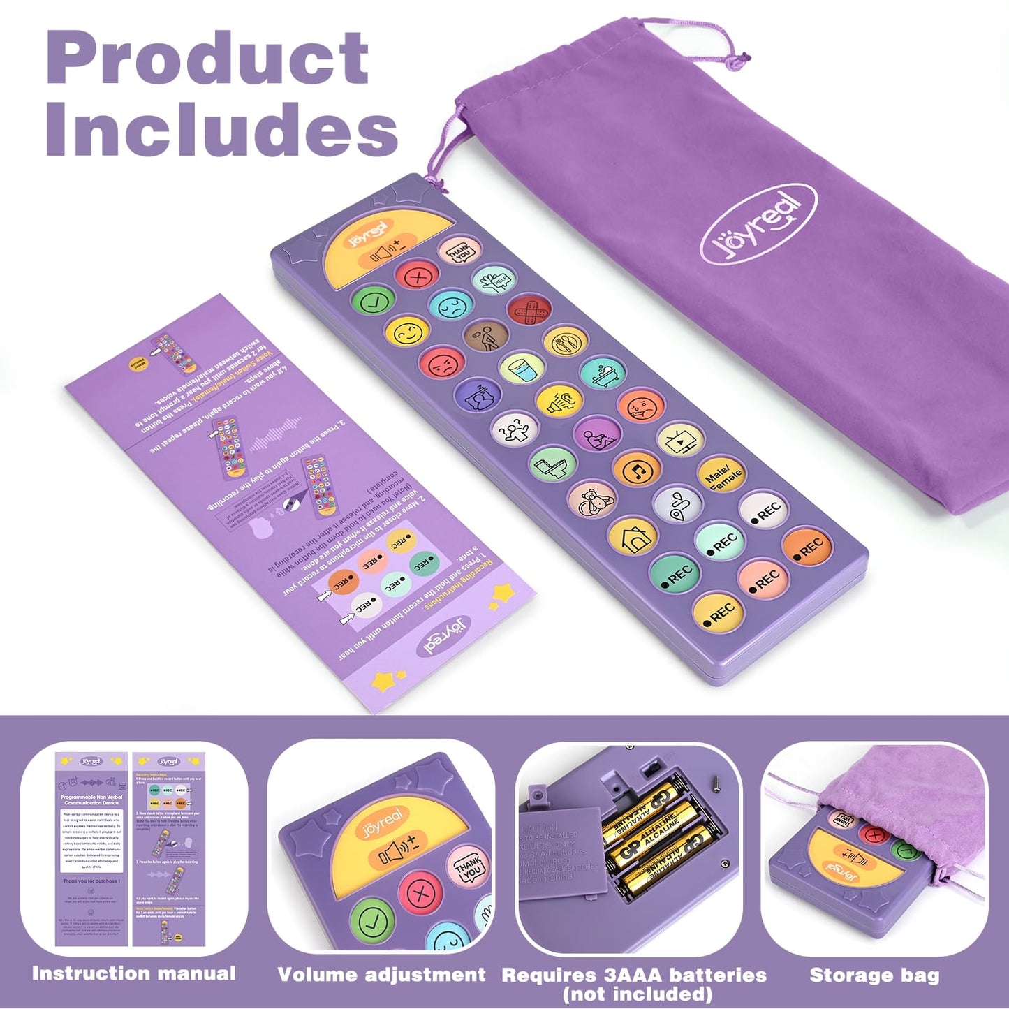 AAC Device for Autism, Joyreal Non Verbal Communication Tools for Speech Therapy & Stroke Rehab. Autism Talking Aids with 6 Programmable Buttons & Adjustable Volume, Autism Toys for Kids and Adults