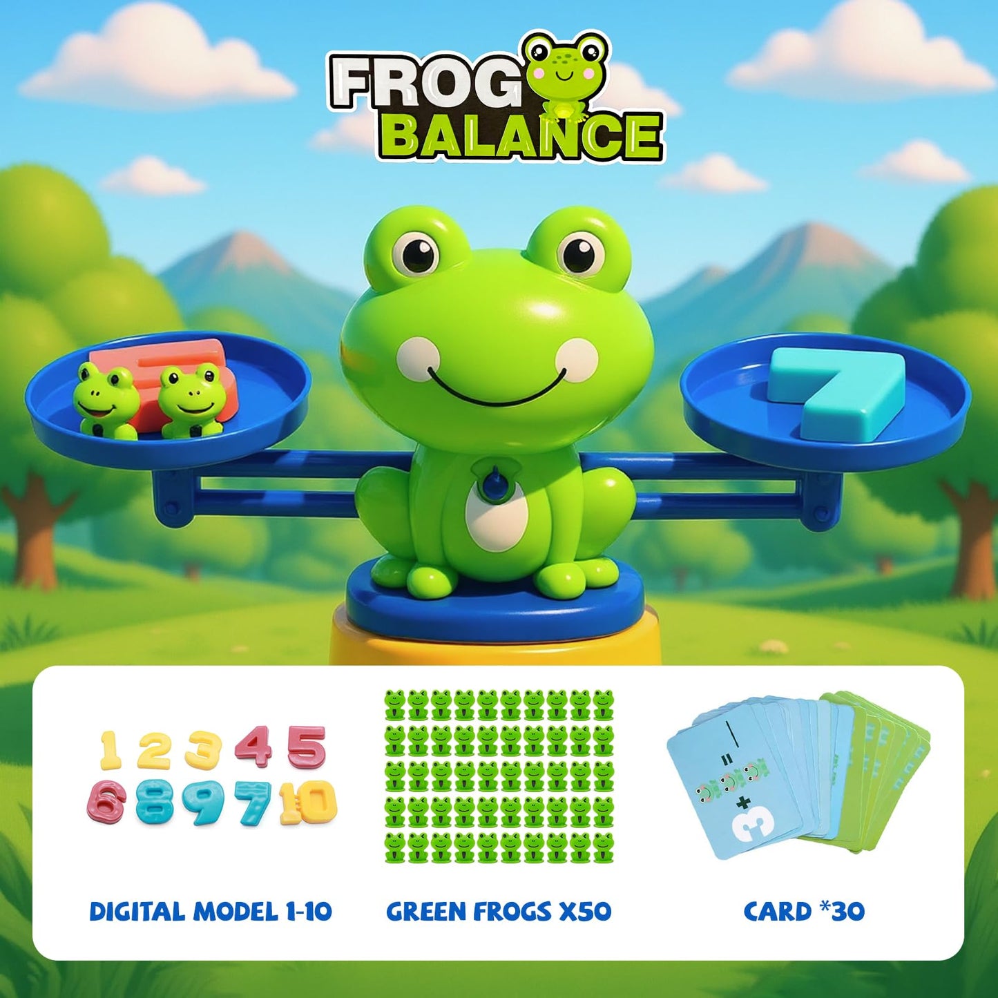 Snugzy Frog Balance Counting Toys, Number Counting Scale Games for Kids Cool Math Learning Games for Boys and Girls Preschool Kindergarten Learning STEM Montessori Educational Toys for 3+ (93 PCS)
