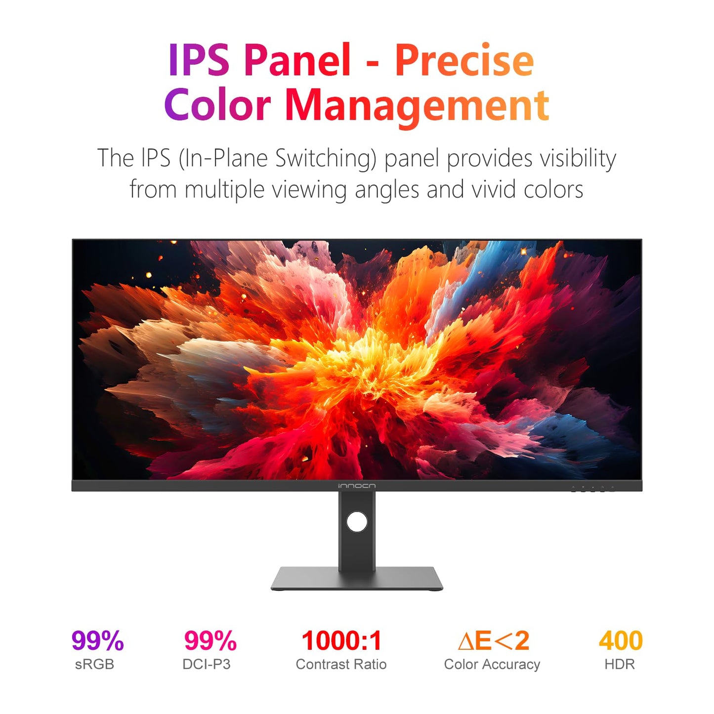 INNOCN 40" WQHD 3440 x 1440P 144Hz Ultrawide Monitor Gaming FreeSync HDR400 21:9 PC Computer IPS Screen Split PIP/PBP for Editing/Gaming, USB C 90W, HDMI, DP, Black