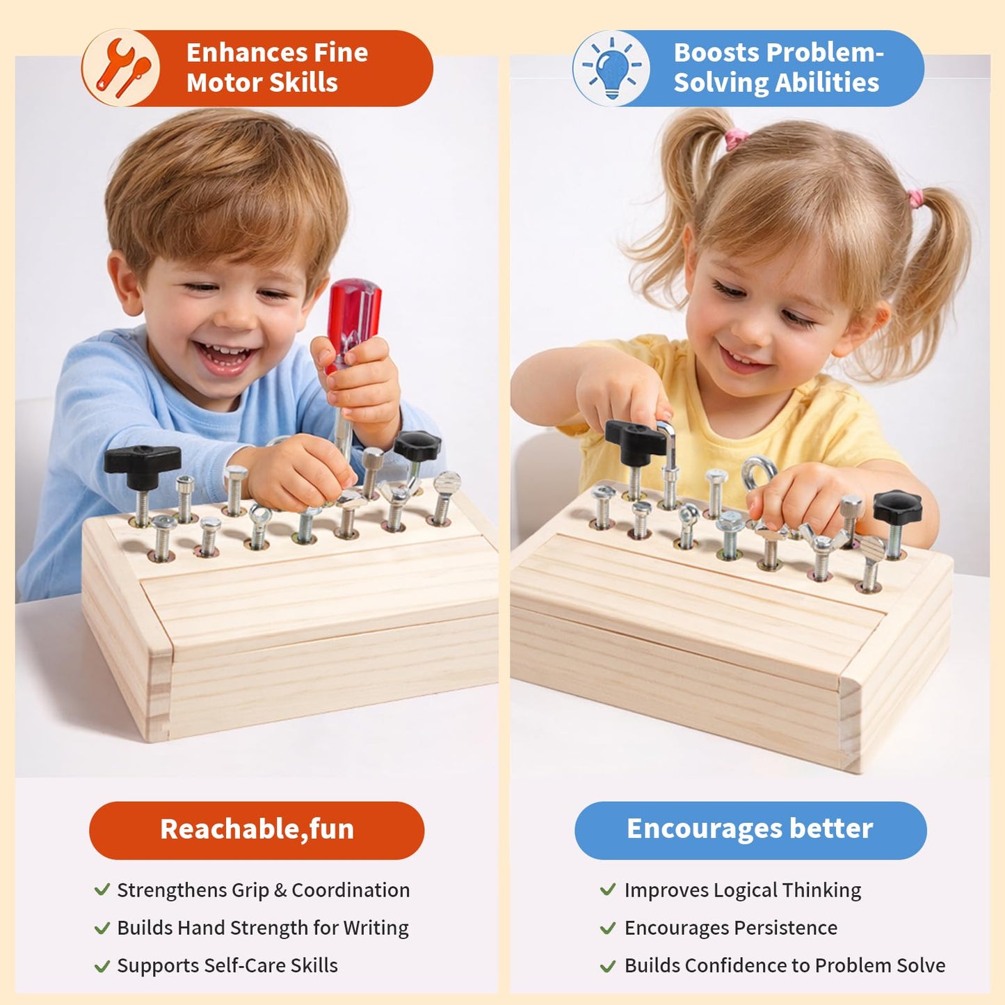 INIFEIDALA Kids Tool Set,Montessori Educational Toys for 3 4 5 Year Old,Montessori Screwdriver Board Set,Sensory Preschool Learning for Toddler Travel,Fine Motor Skills - STEM Toys