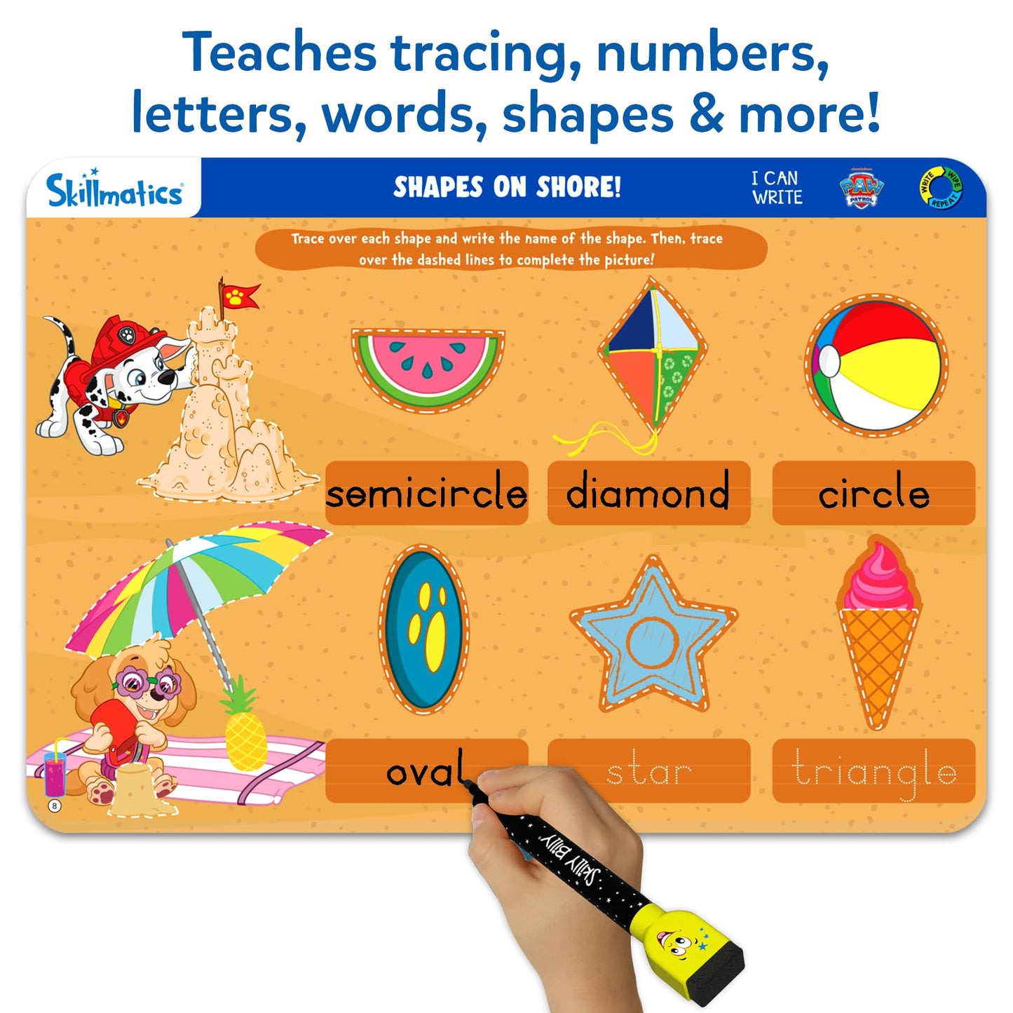 Skillmatics I Can Write PAW Patrol - Reusable Preschool Learning Activities, Educational Toy and Game, Back to School Supplies, Gifts for Students, Kids, Toddlers Ages 3, 4, 5, 6