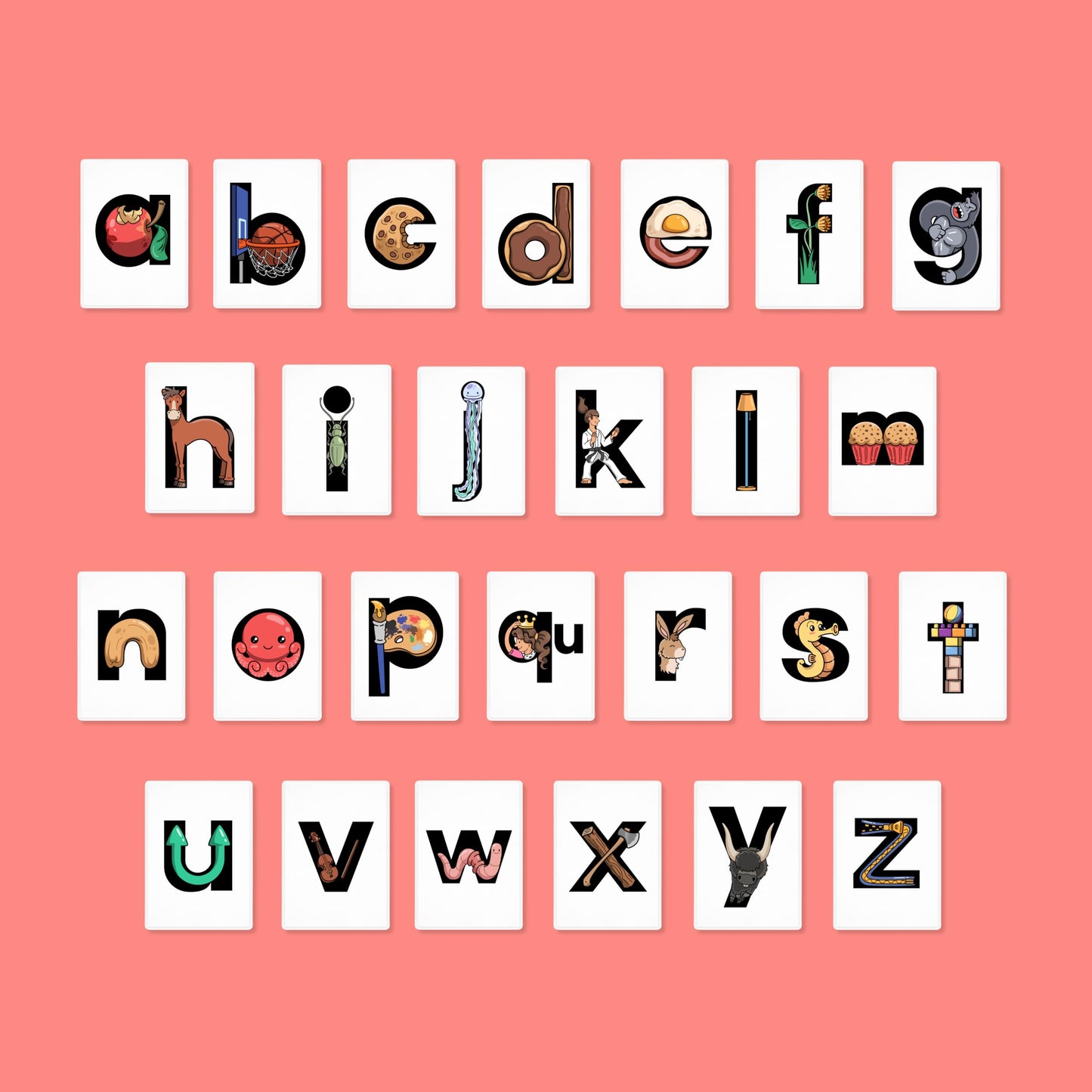 Phonics Flashcards for Kids - Alphabet Letter Sound Cards with Embedded Mnemonics for Early Reading, ABC Flashcards for Preschool & Kindergarten - Fonexa (Small)