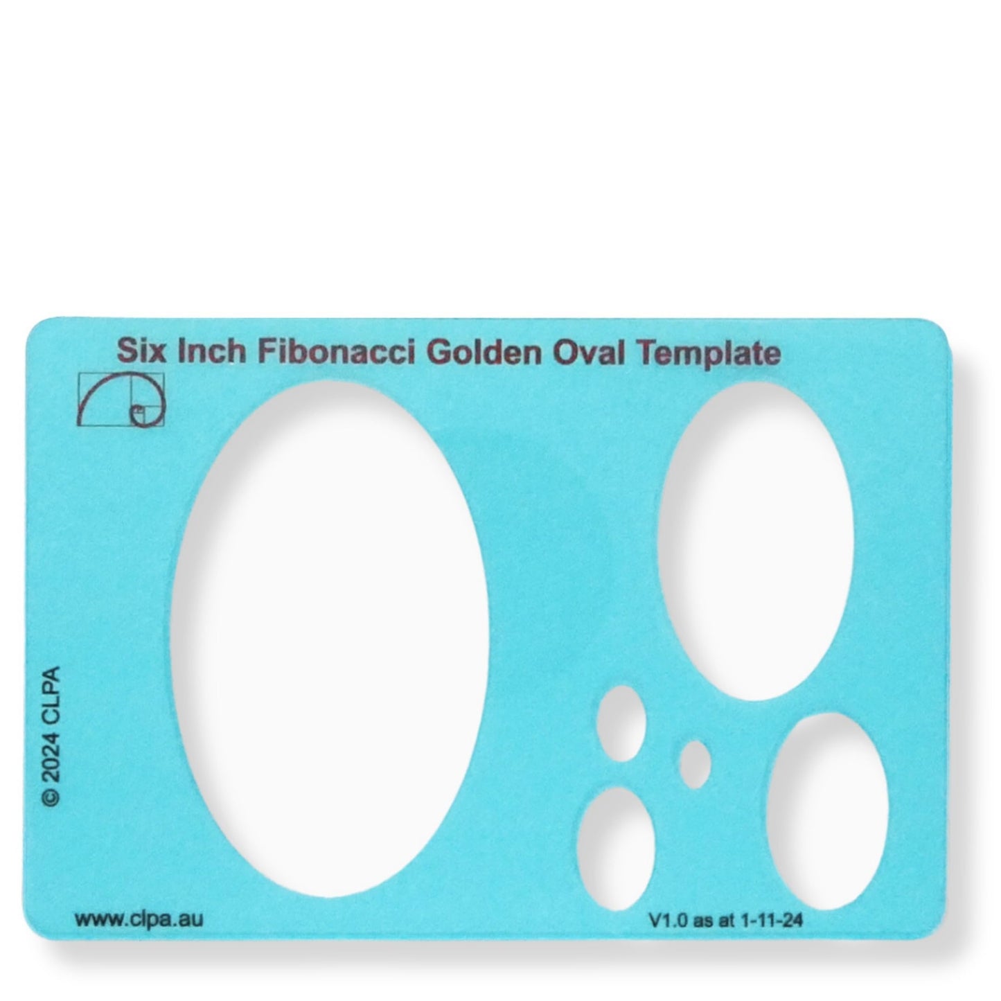 6" Oval Stencil Template — Golden Ratio Tool for Drawing — Fibonacci Template — Geometric Stencil for Art, Drafting and Quilting — Clear PETG — Made in Australia