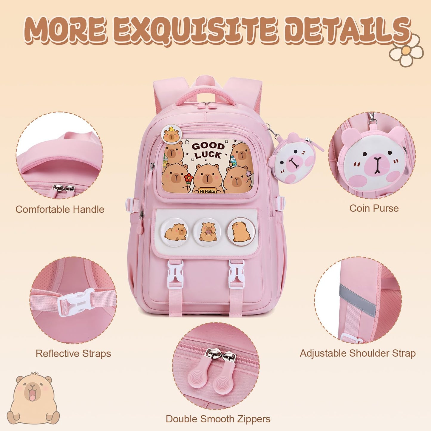 Similove Backpack for Girls with Bento Box - 4PCS Girls Backpack for Kindergarten Elementary Middle High School Travel - 34oz Leakproof Lunch Containers Kids Backpacks Back to School Gift (Pink)