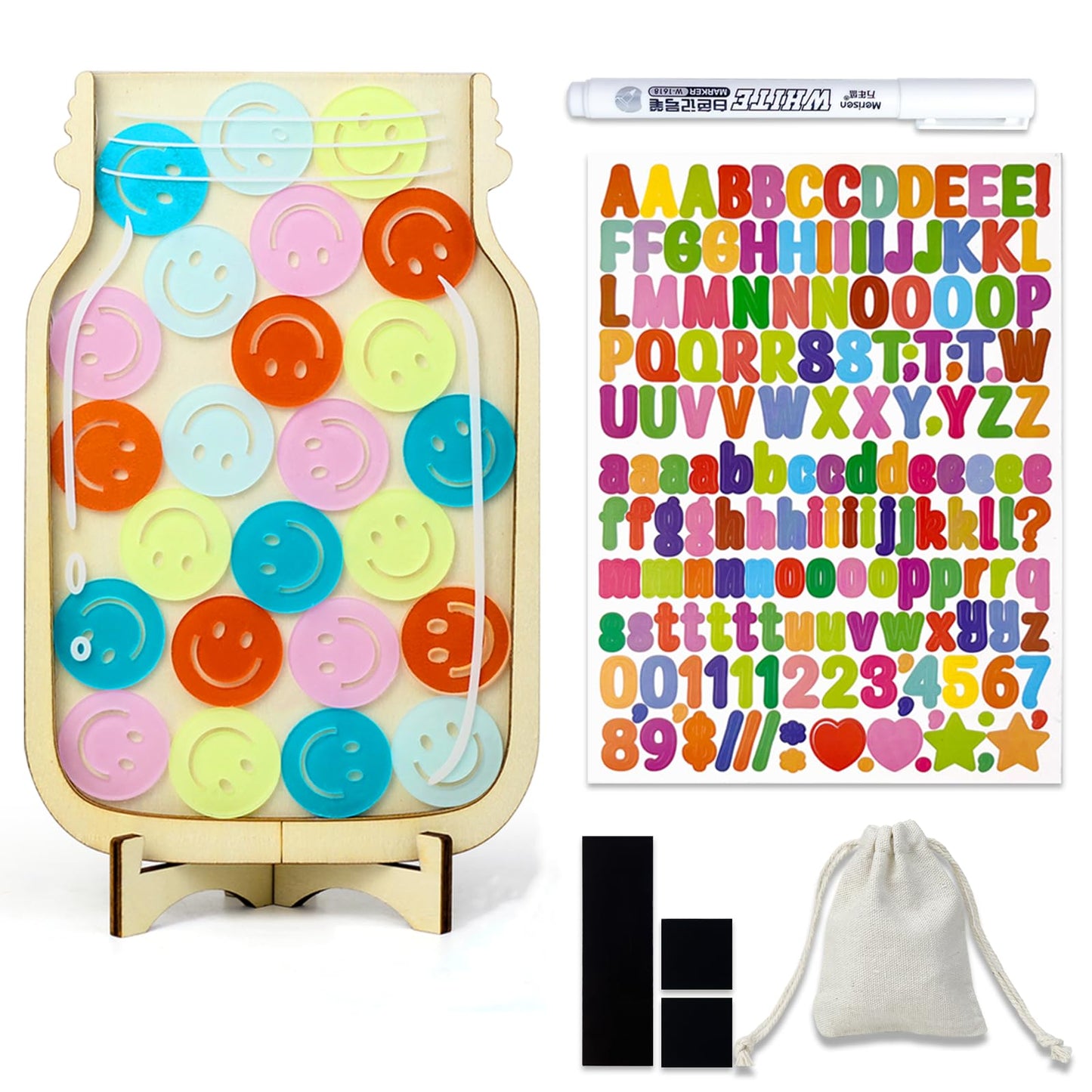 haotuntrek Magnetic Reward Jar with Star Jar for Kids - Classroom Reward Chart, Behavior Incentives System & Class Reward Tool for Home and Schoo (Smiling face)