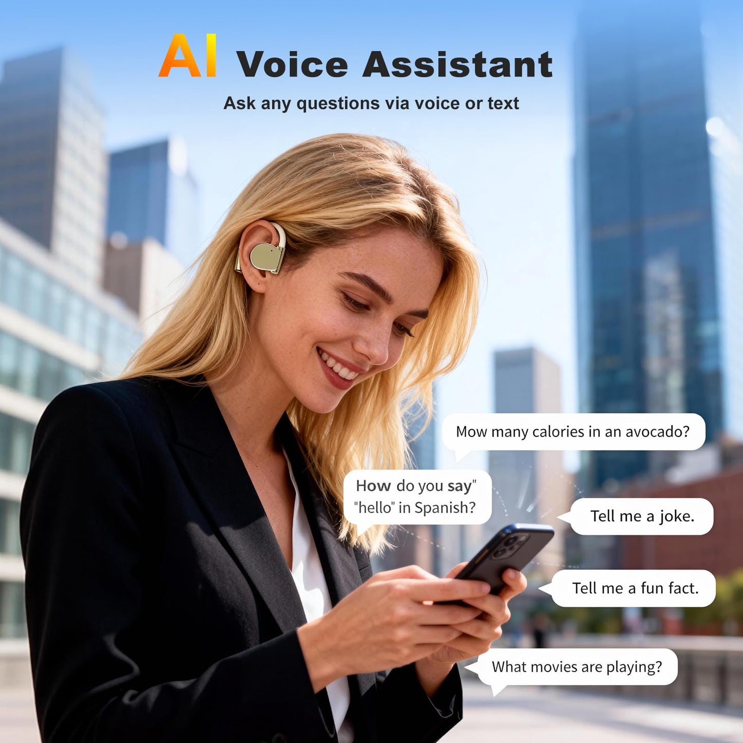 AI Translation Earbuds Real Time 164 Languages Translator Earbud 3 in-1 Bluetooth 5.4 Audifonos Traductores Inglés Español Translating Device iOS & Android Compatible(White)