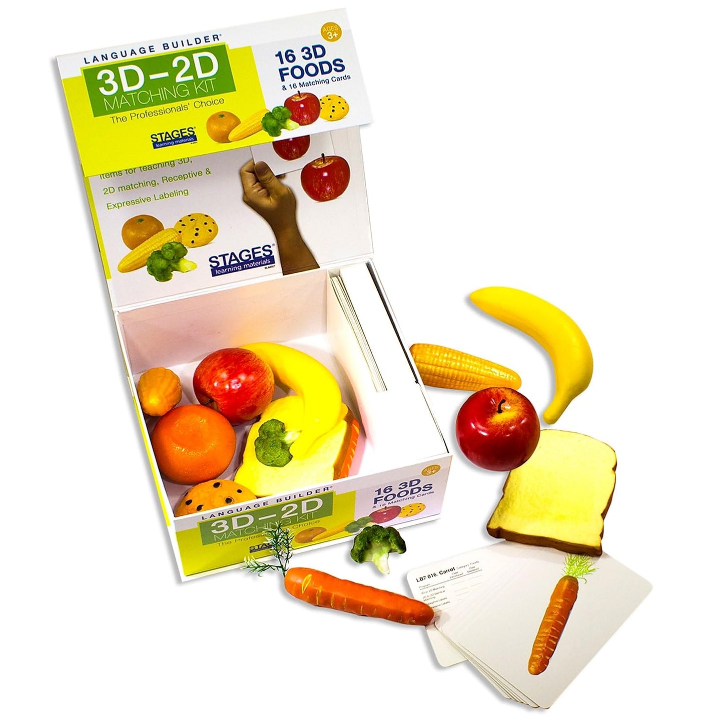 Stages Learning Language Builder 3D-2D Foods Matching Kit for Autism Education & Aba Therapy Flash Cards
