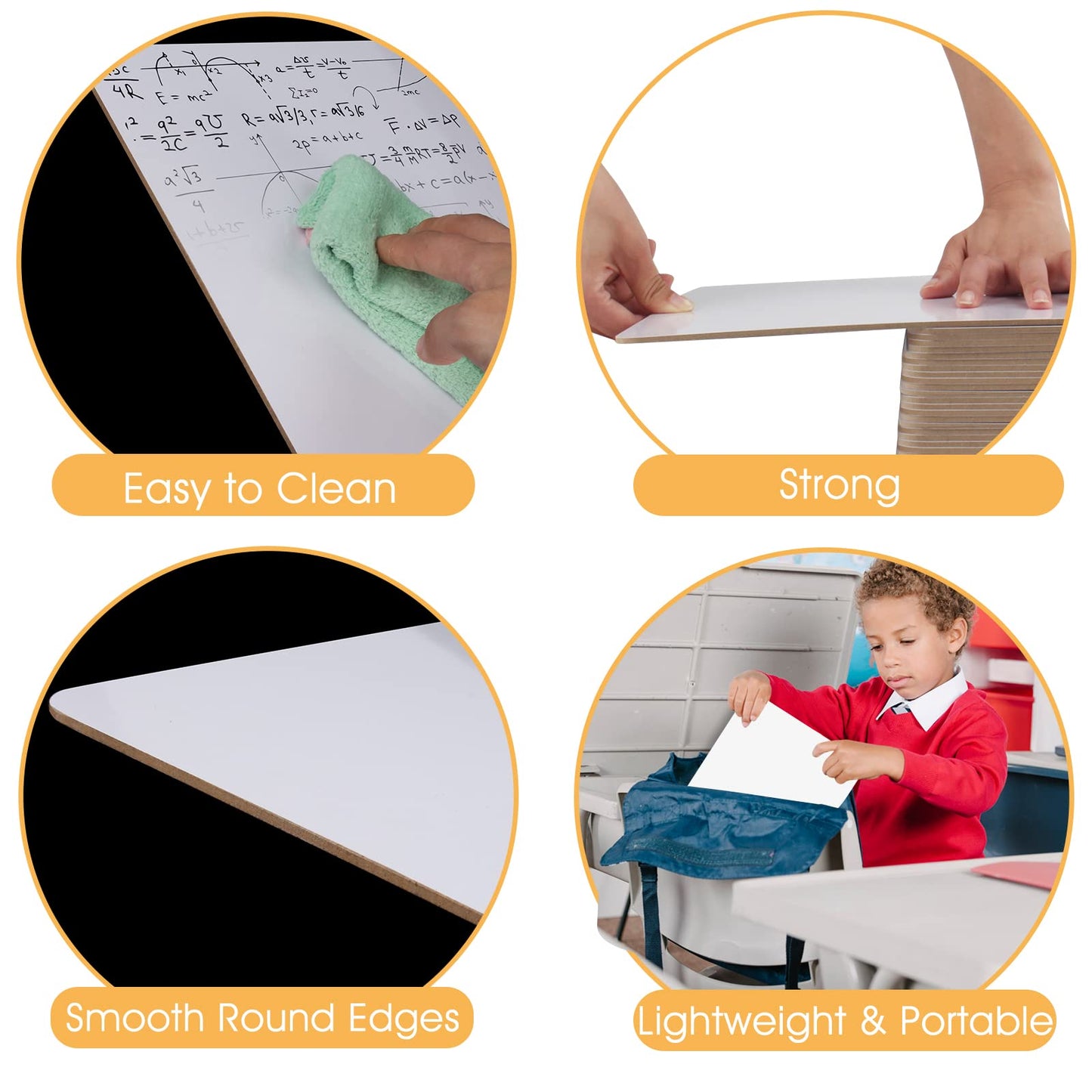 Stondino 12 Pack Big Dry Erase Lapboard- 2023 Edition 12 x 15 inch Large Double-Sided White Boards Office & School Supplies for Teachers/Students/Children/Classroom, Reusable Double-Sided Whiteboard