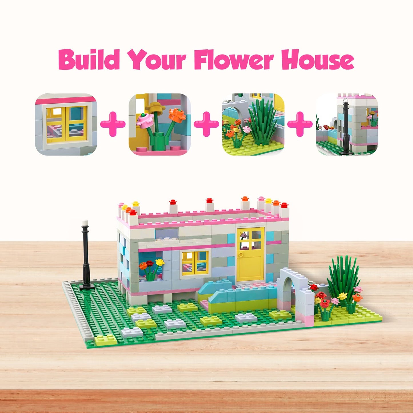 ekuzi Creative Building Blocks Set Compatible with Major Brands Classic, Includes Dual-Sided and Single-Sided Baseplates, Variety of Accessories to Spark Imagination