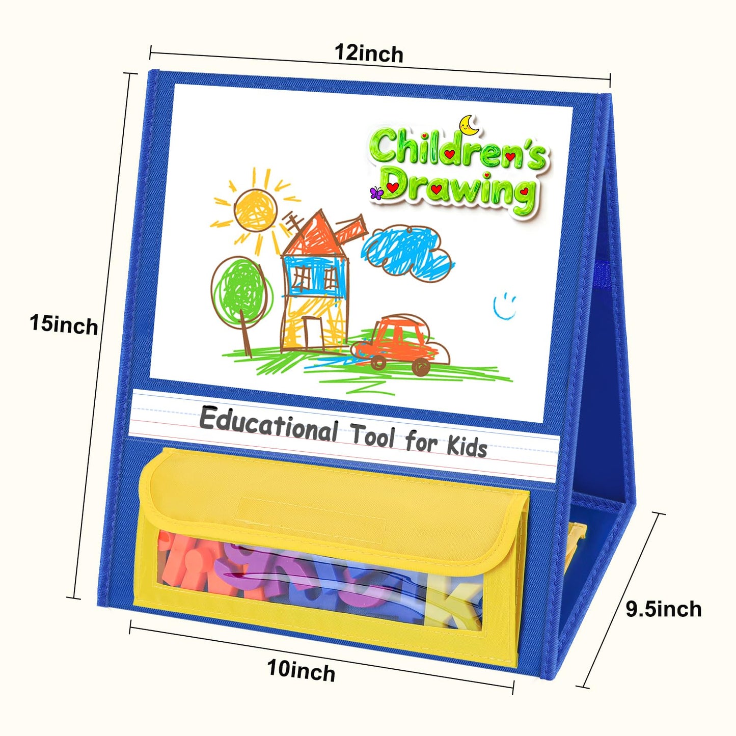 EAMAY Magnetic Desktop Tabletop Stands Pocket Chart Foldable Small Dry Erase Board Classroom Tool for Kids Education (12W*15L, Magnetic)