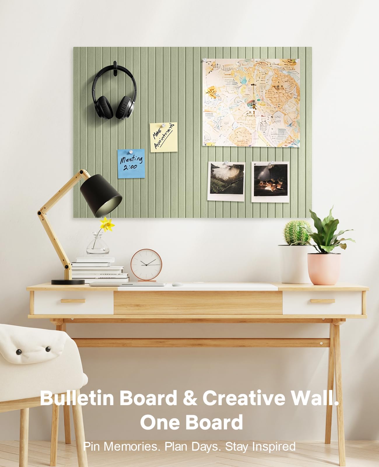 48" x 36" Large Cork Bulletin Board Tiles, Peel and Stick Felt Wall Panels for Vision, Message Center, Picture and Prayer Board for Office, Dorm, Room and Desk Decor(Sage Green)