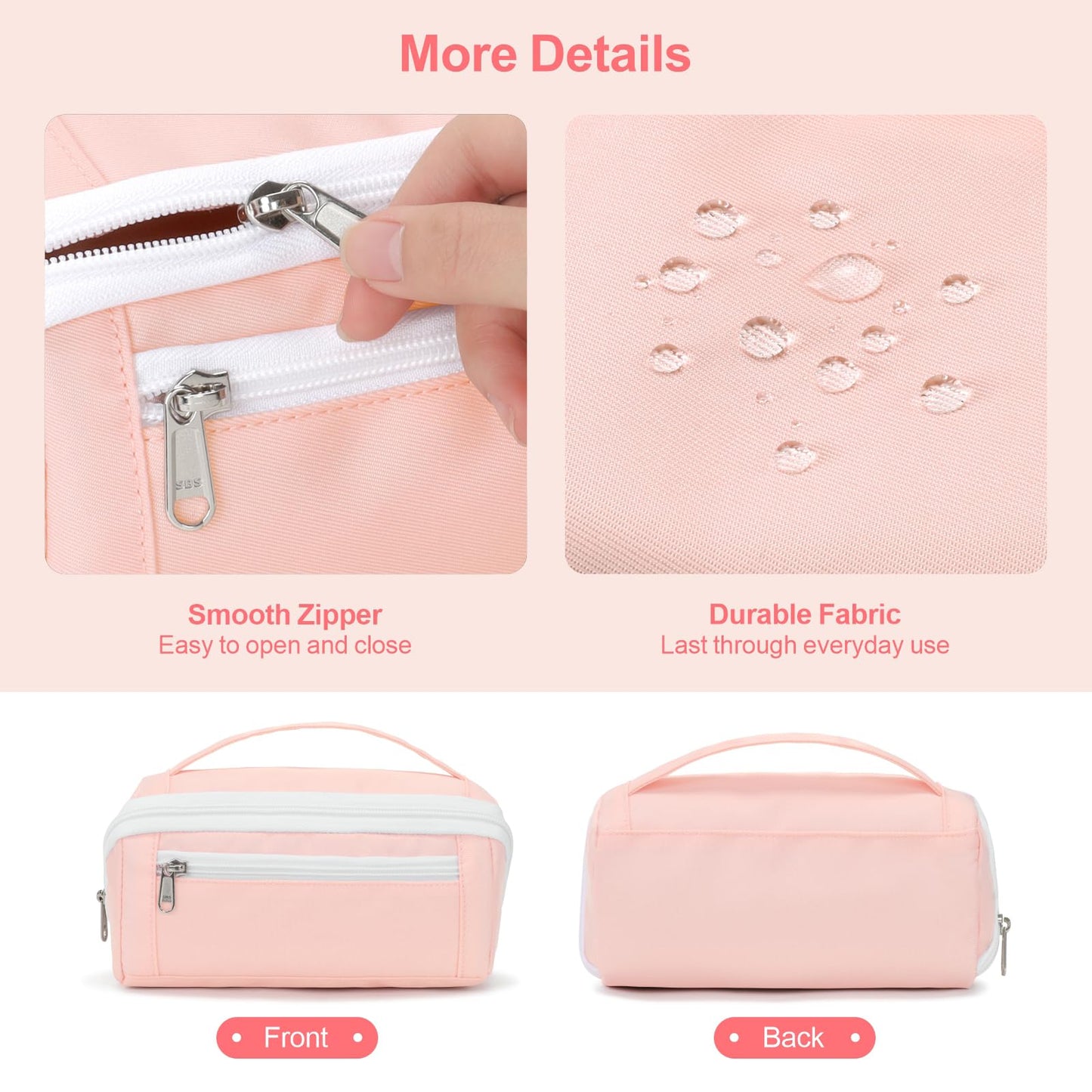 BrainyBees Large Capacity Pencil Case - Pencil Pouch for Teen Girls, Aesthetic Pouch Organizer with 8 Compartments, Wide Opening Marker Bag for Middle High School College, Fits Calculator, Pink