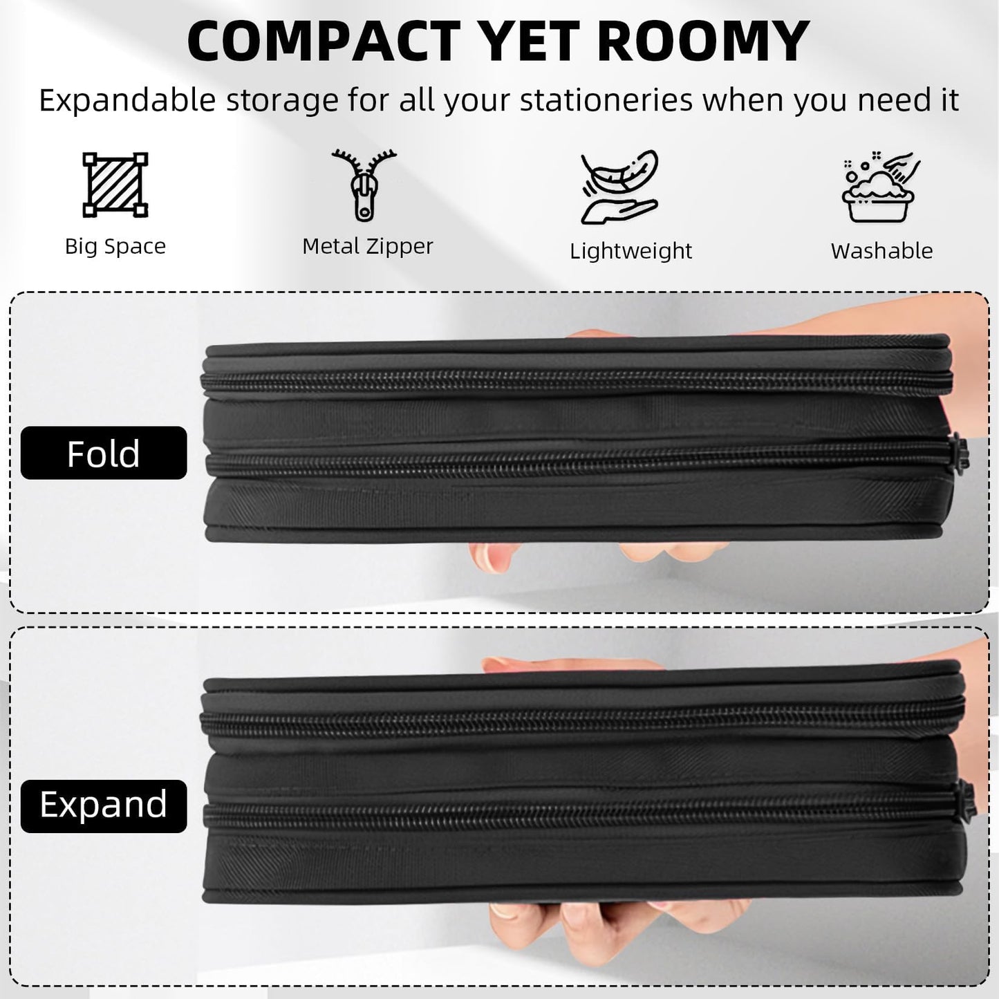 JIRAIKEI Gamer Pencil Case for Boys, Large Boys Pencil Pouch for Kids Teens School, Big Capacity Pen Box Pen Bag Organizer with 2 Compartments & Zipper