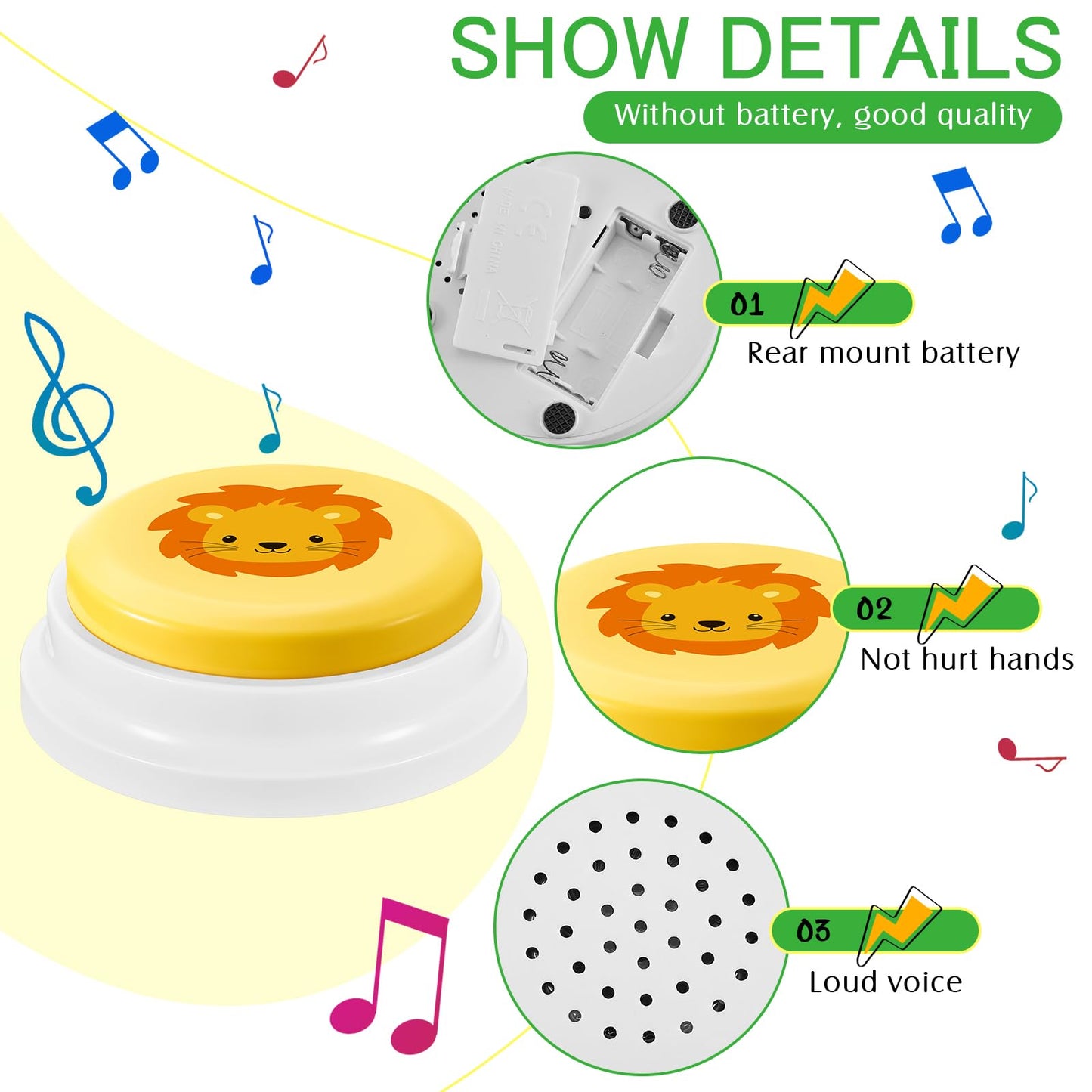 Syhood 8 Pcs Animal Sounds Buzzer for Trivia Games, Answer Buzzers for Classroom, Feud Jeopardy Buzzer Button with Lights and Sounds for Classroom Party Teacher Game Show(Jungle Style)