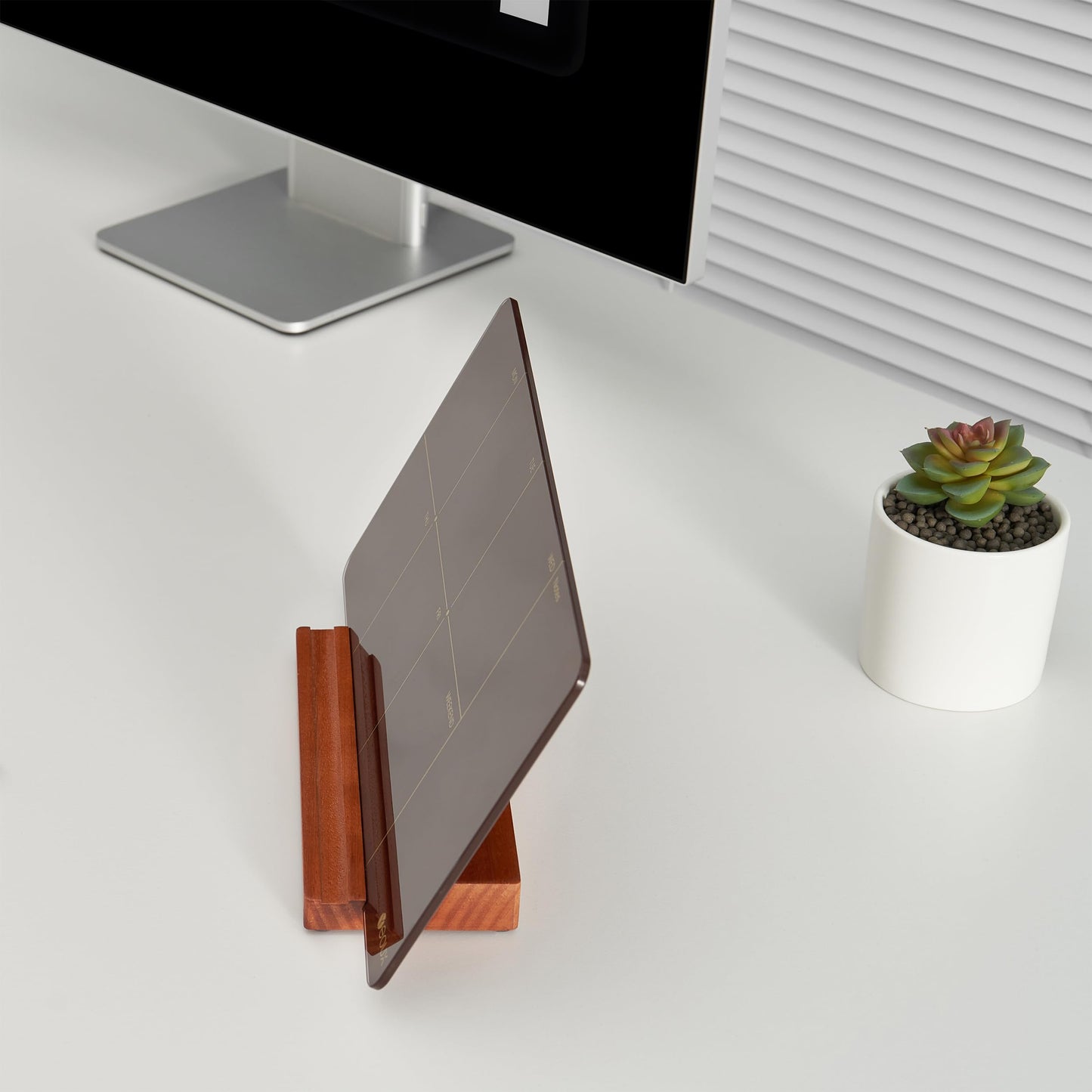 Desk Weekly Glass Dry Erase Board with Detachable Wood Stand, Burgundy Red, Small Desktop Calendar to Do List Planner Whiteboard 12x6 for Office, Home, Schools, Marker&Eraser Included, Yeoux