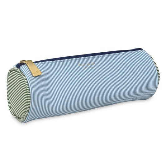 kate spade new york Faux Leather Pen and Pencil Case, Small Pouch for Office Organization for Women with Zipper Closure (Petite Stripe)
