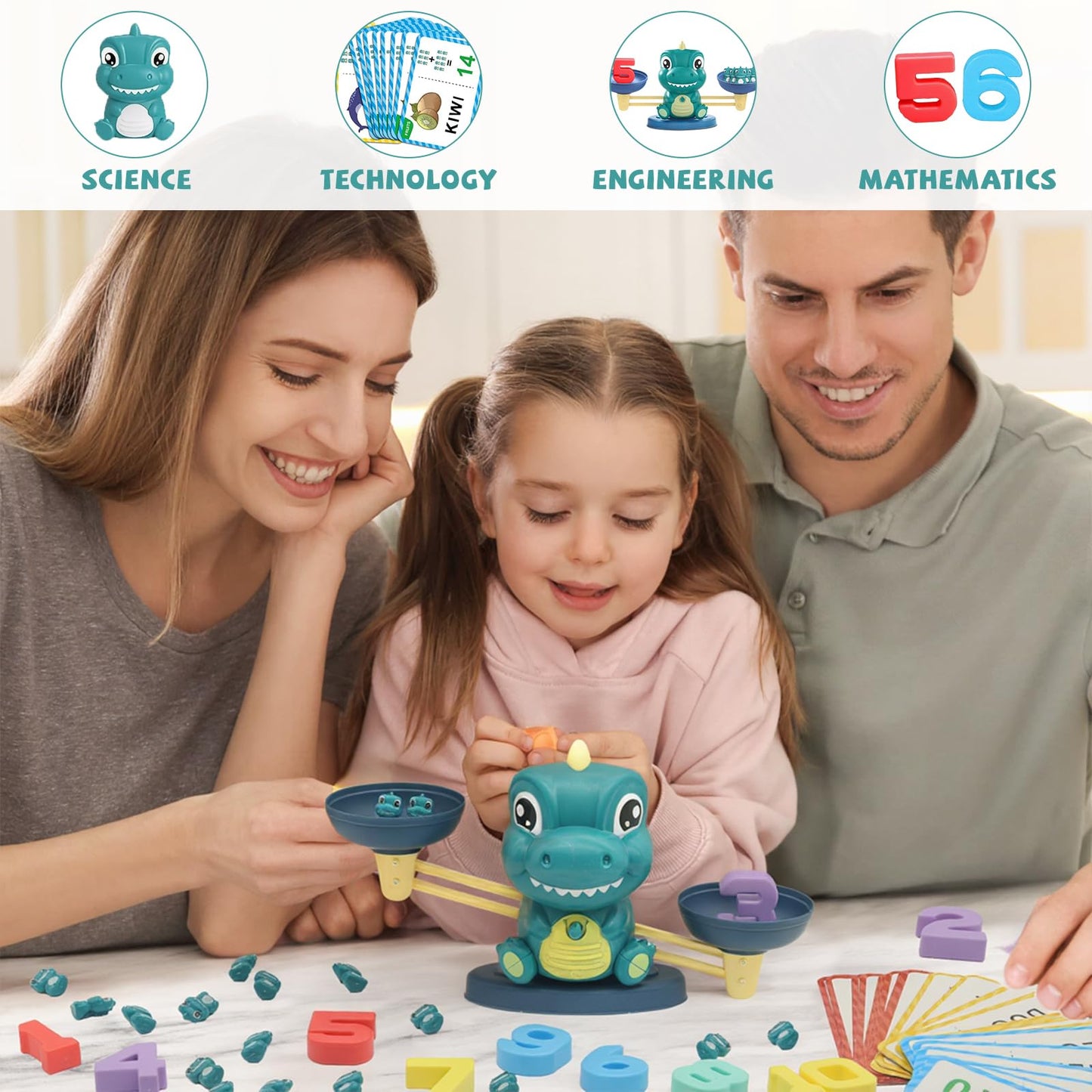 Snugzy Dinosaur Balance Counting Toys, Number Counting Scale Games for Kids Cool Math Learning Games for Boys and Girls Preschool Kindergarten Learning STEM Montessori Educational Toys for 3+