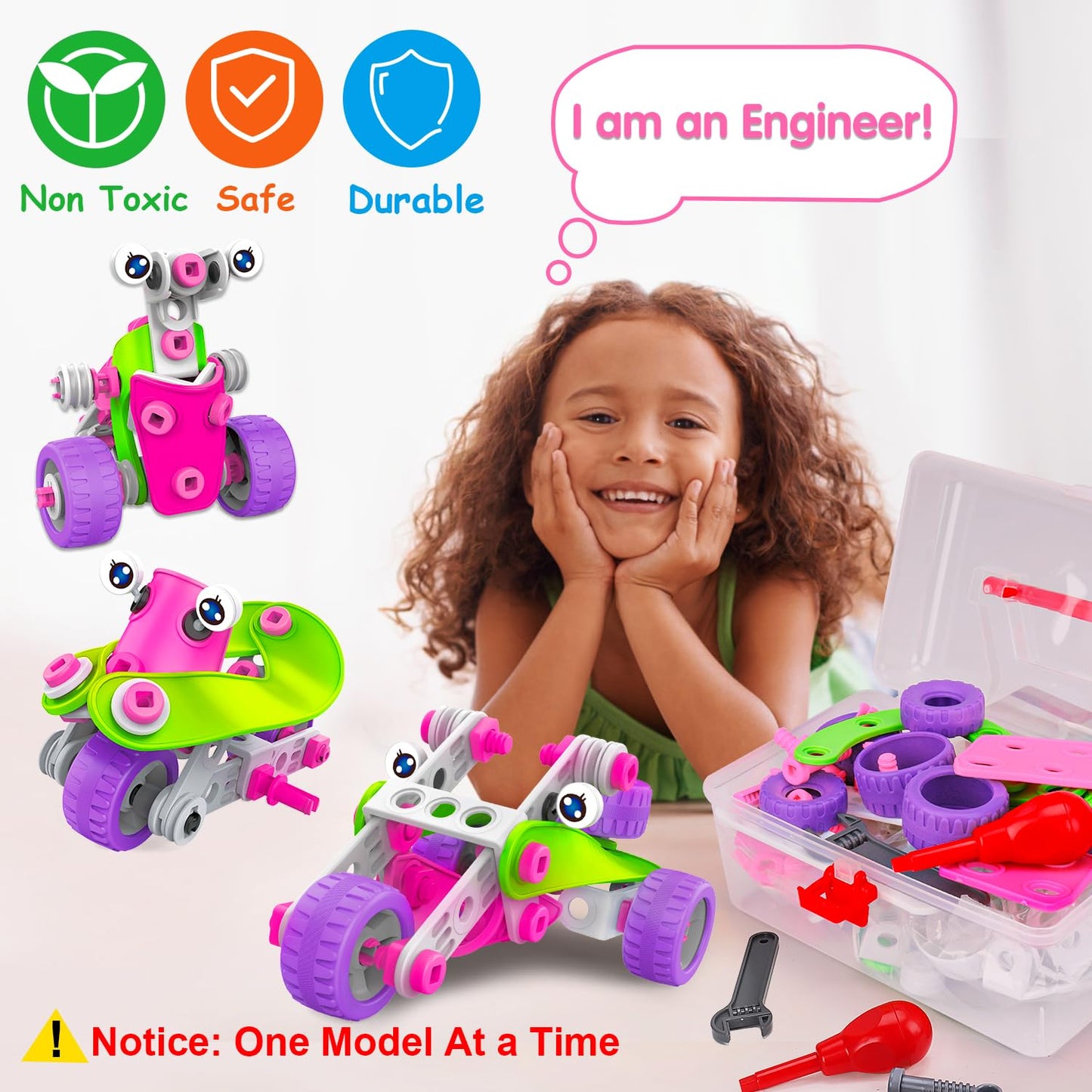 STEM Toys for 4 5 6 7 8+ Year Old Girl Birthday Gifts Pink Educational Building Toys for Kids Ages 4-8 5-7 8-10 Stem Kits Activities Construction Toys for Girls 4-6 6-8 Engineering Creative Games