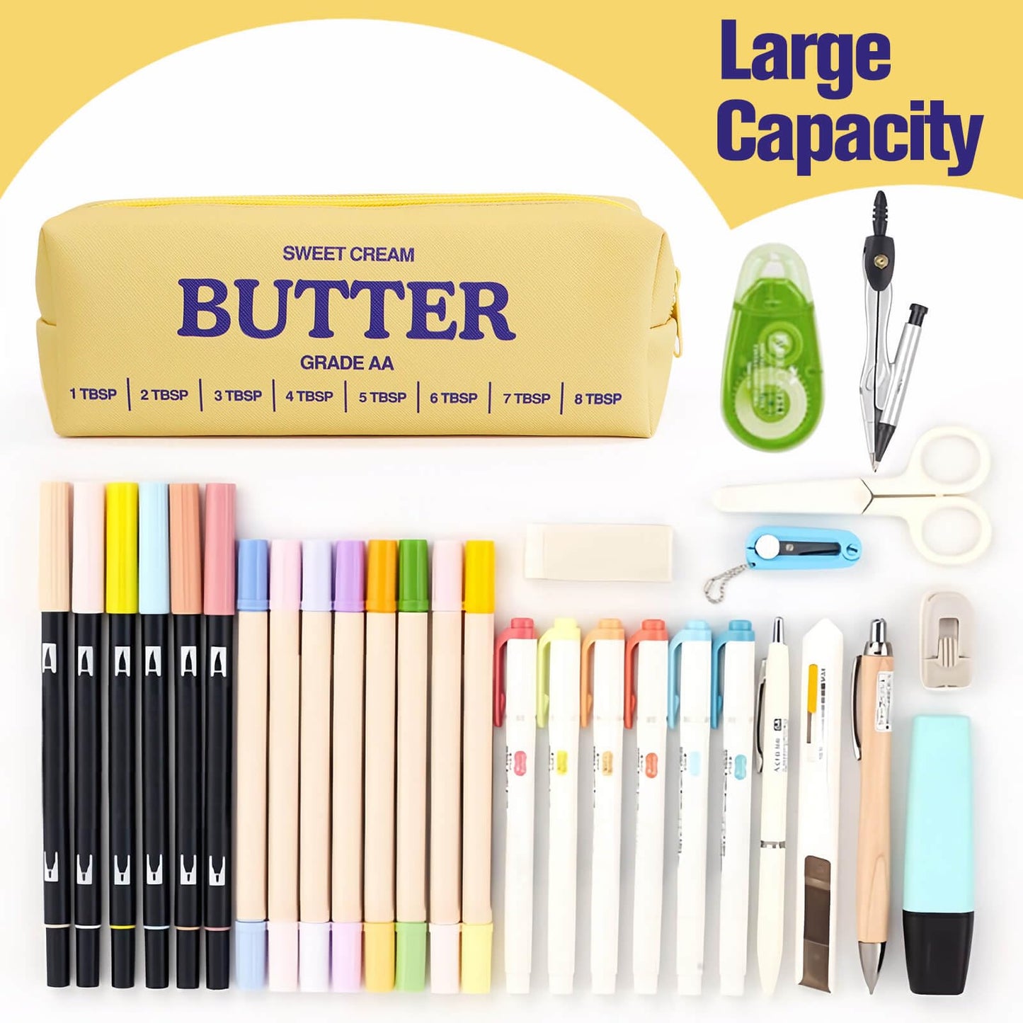 Funny Butter Sticks Soft Pencil Case Pouch College School Supplies, Pencil Box with Zipper for Teen Girls Boys Women Men Adults, Pen Bag Back to School Essentials Stationary Gift for Student Teacher