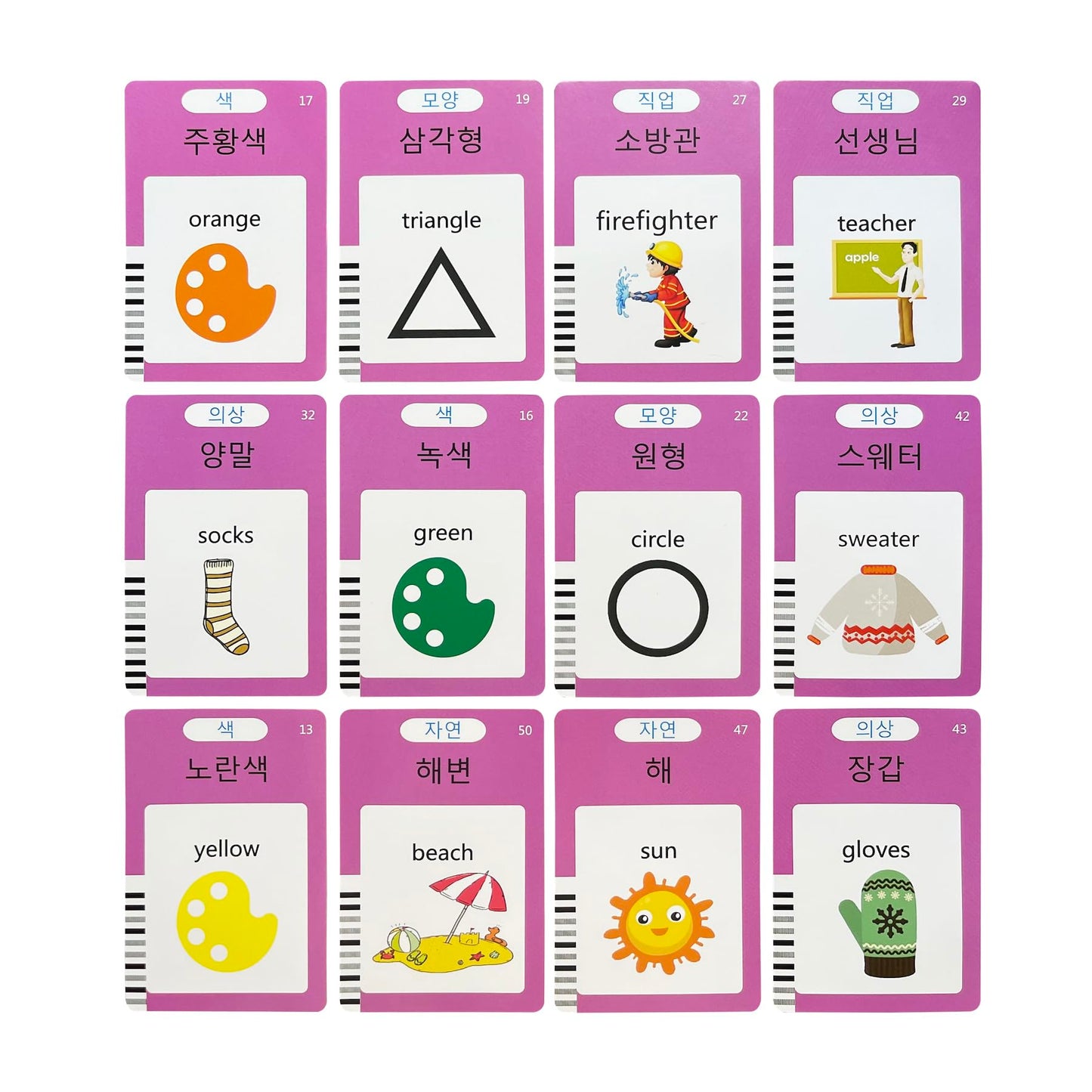 Korean-English Talking Flash Cards for Kids 112 PCS, Learn Korean Alphabet, Words and Pronunciation, Korean Language Learning Toys for Beginners