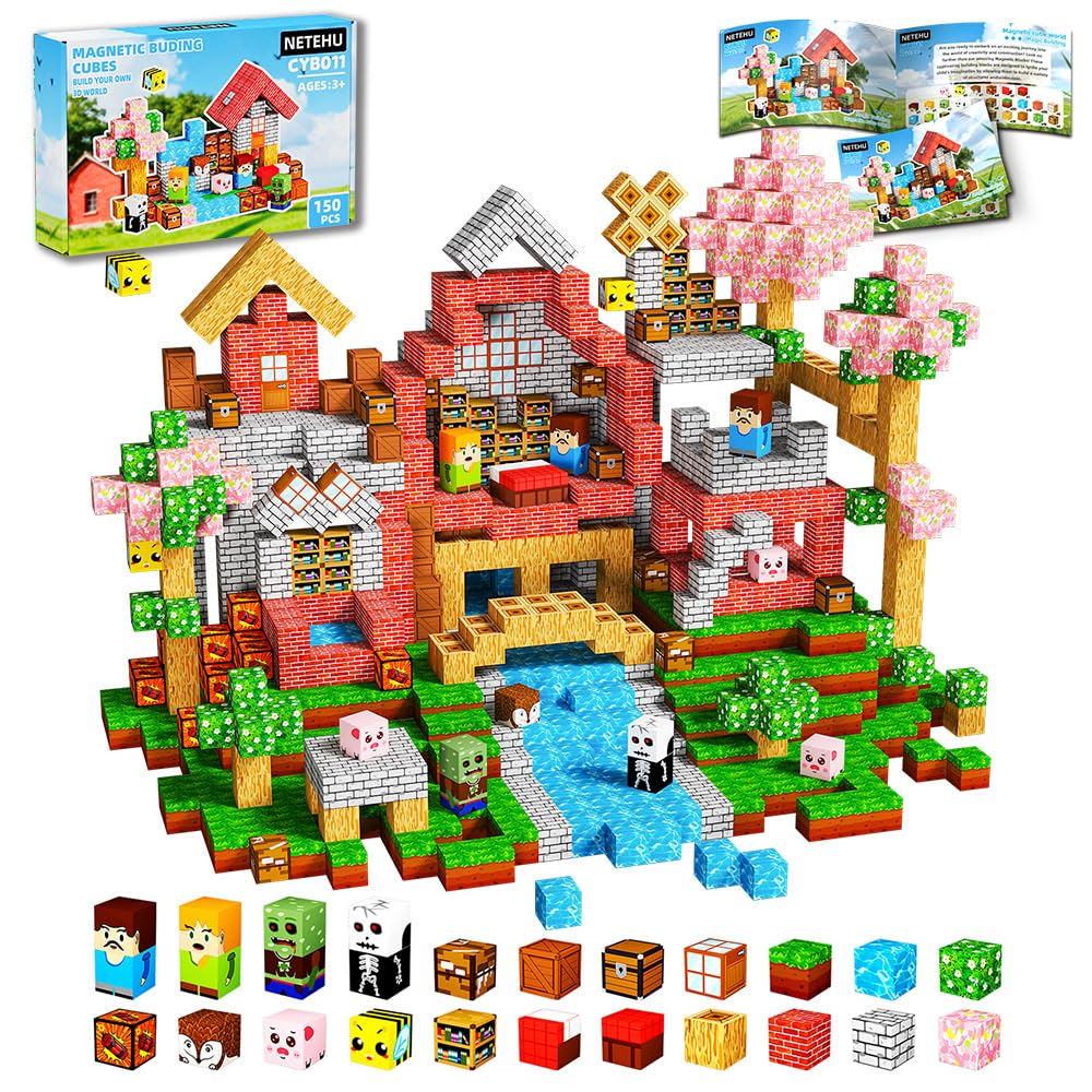 NETEHU 150PCS Magnetic Blocks, Stacking Magnets for Kids, Toy for Learning Toys, STEM Travel Magnet Building Toys for Toddlers