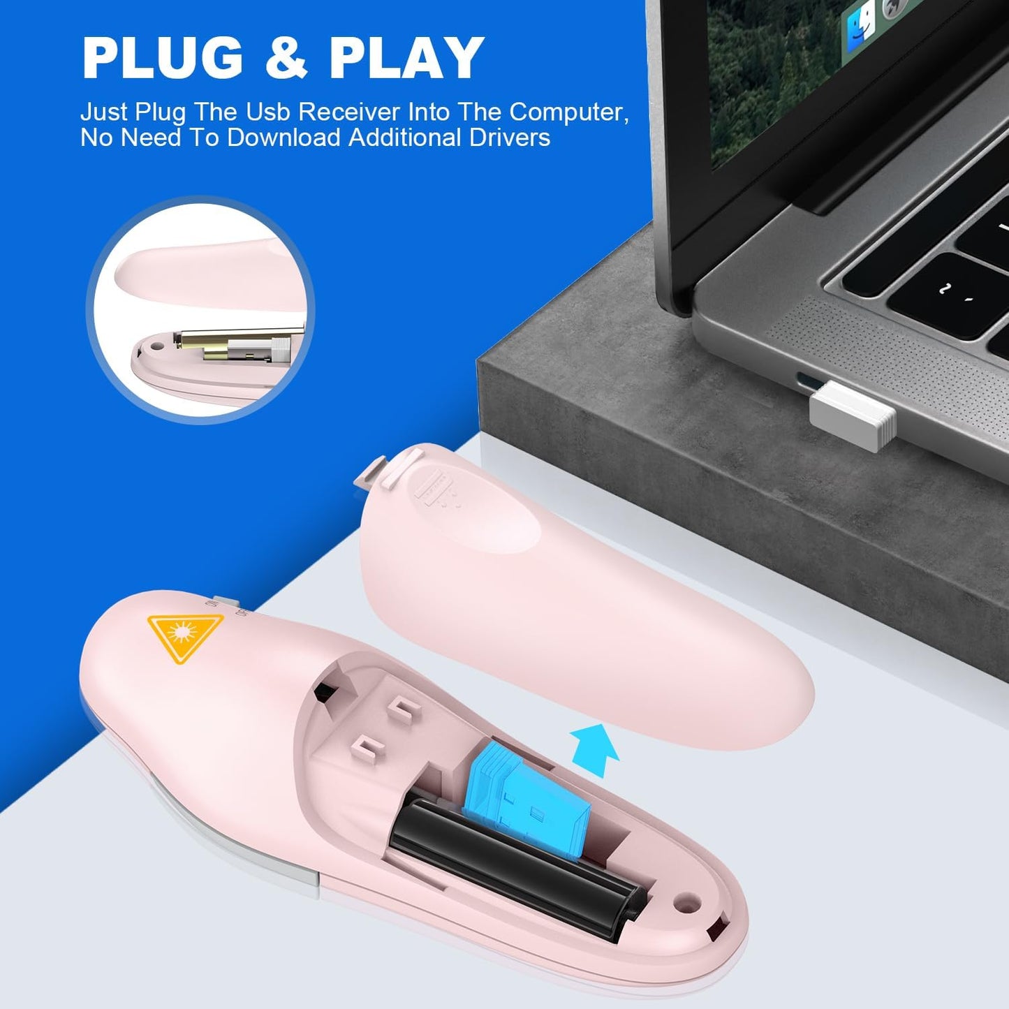 QUI Presenter Clicker Bundle | BK600 Slim-Shaped USB A Purple & BQ100 Remote-Shaped USB A Pink