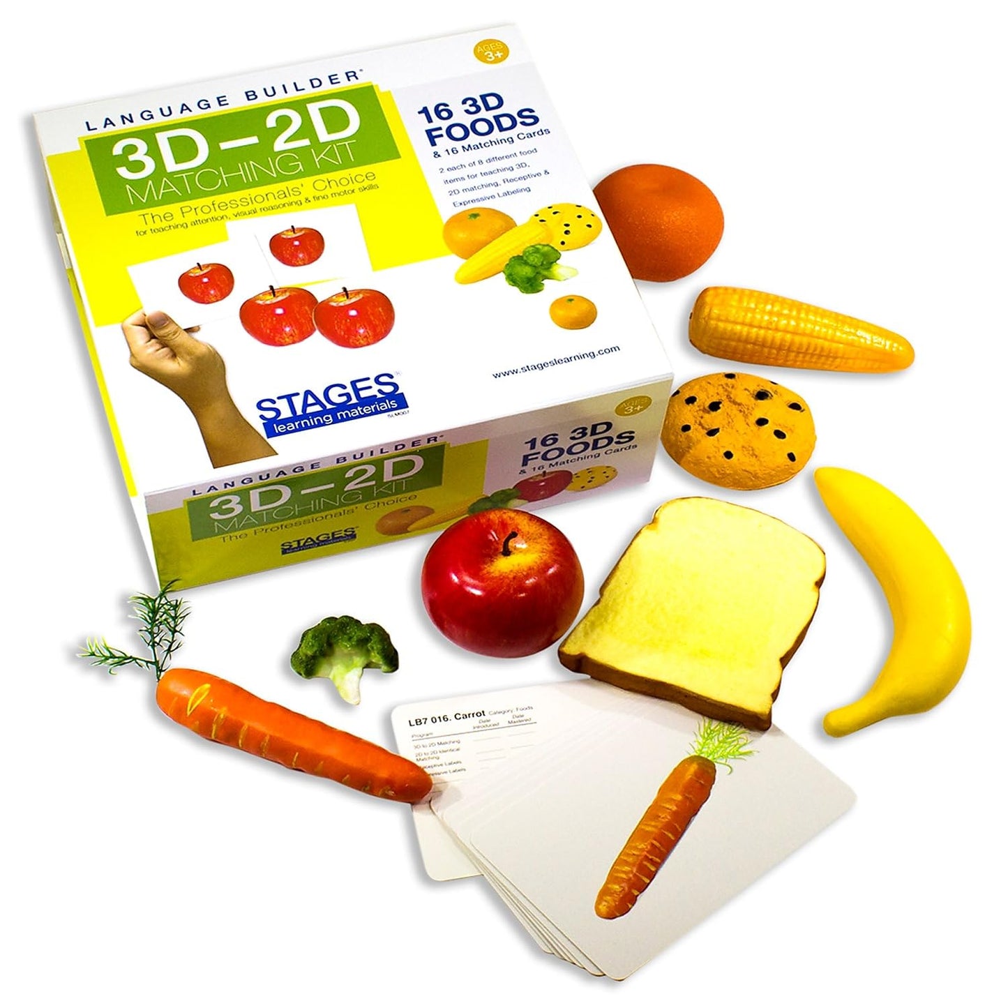 Stages Learning Language Builder 3D-2D Foods Matching Kit for Autism Education & Aba Therapy Flash Cards