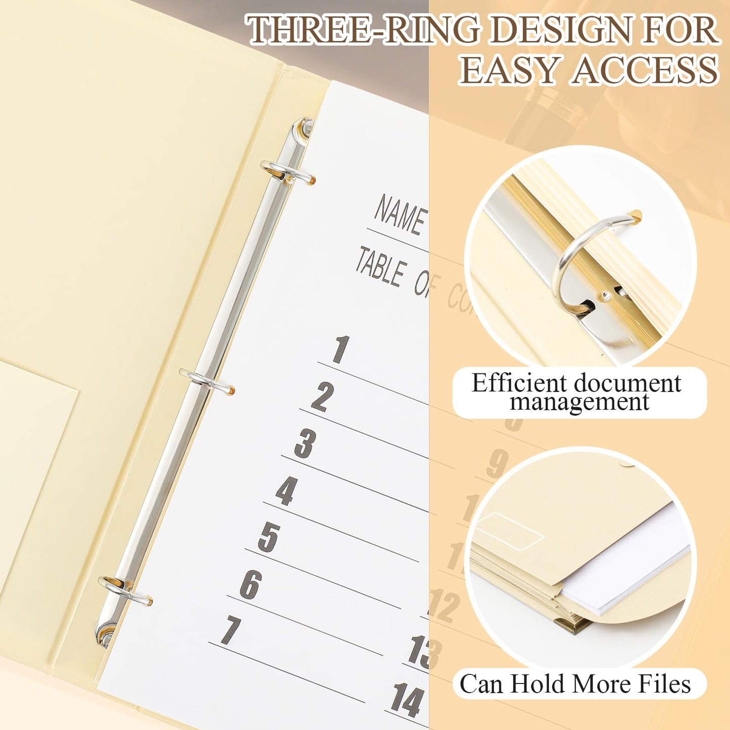 Marspark 3 Rings in Case I Die Binder Important Document Organizer with Labels, Life Pockets Organizer Expanding File Folder for Family Papers, Letters, Birth Certificates, Photos, Passports(Yellow)