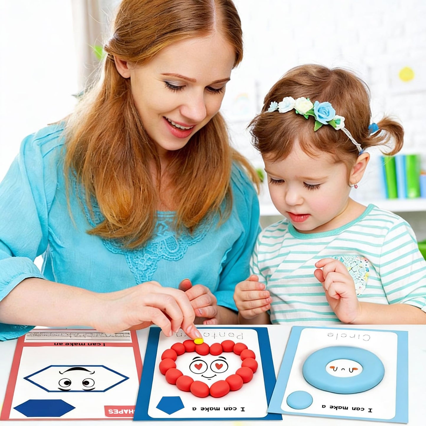 Ireer 36 Pcs Playclay Dough Mats for Kids Activity Card for Clay Back to School Preschool Number Alphabet Animal Shape Learning Activity Games for Classroom Home Educational Supplies