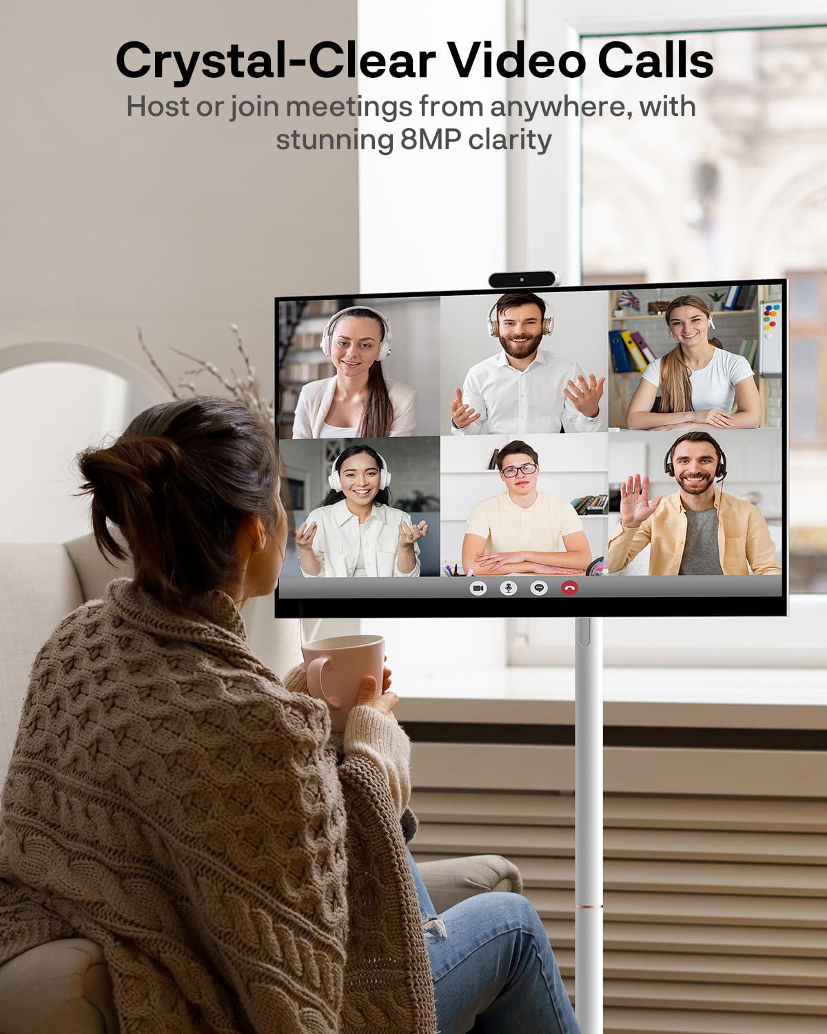 SYLVOX 27" Smart Rolling Display with Stand, Portable Touchscreen Monitor for Streaming TV Apps, Built-in 4-5H Battery, 1080P with 8MP Removable Webcam for Home, Office & Entertainment