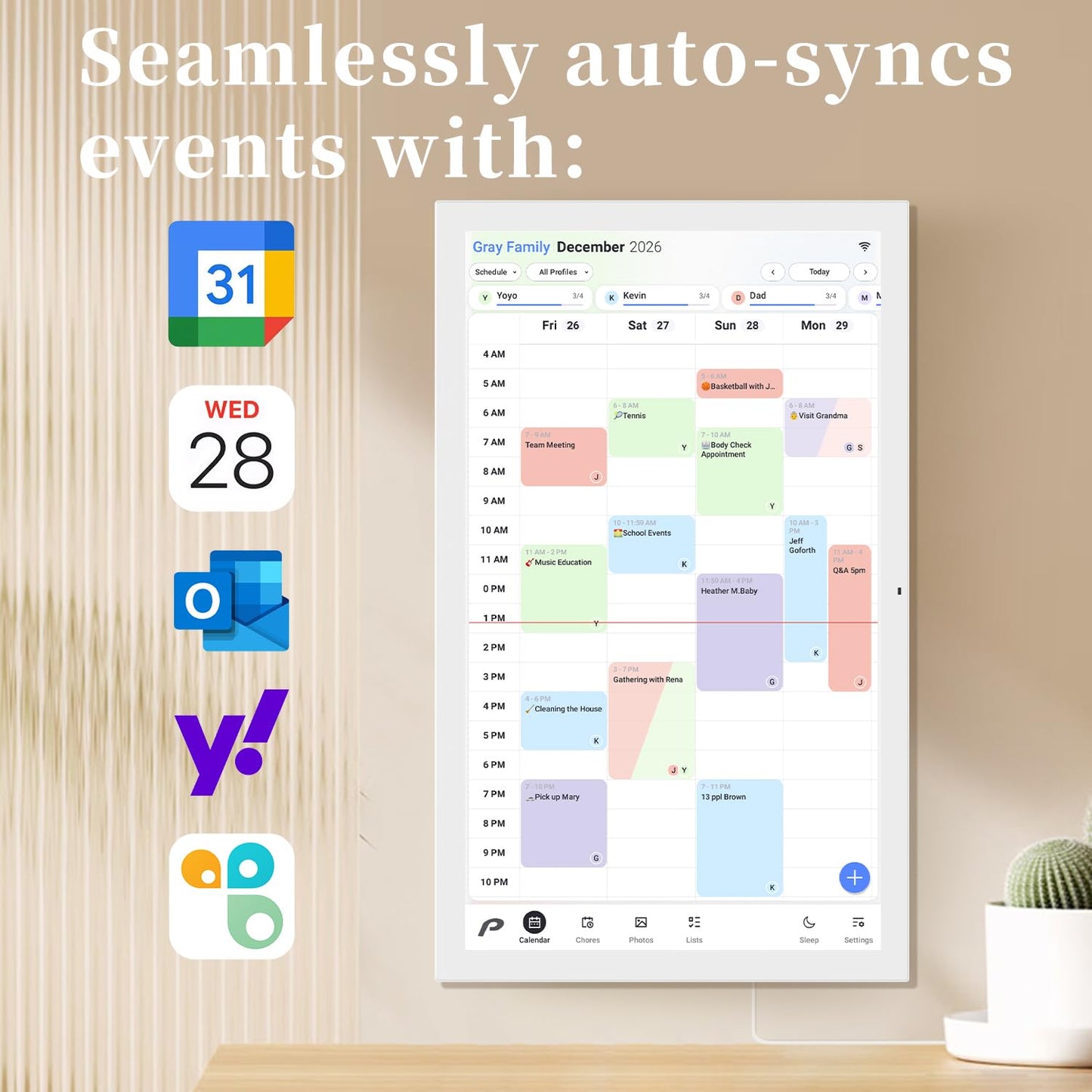 Digital Calendar, 21.5 inch Wall Planner & Chore Chart, FULL HD Interactive Touchscreen Display, Portable Smart Family Organizer, Event Planner, Perfect for Family Schedules - Wall Mountable, No Subscription (Free Magic Import)