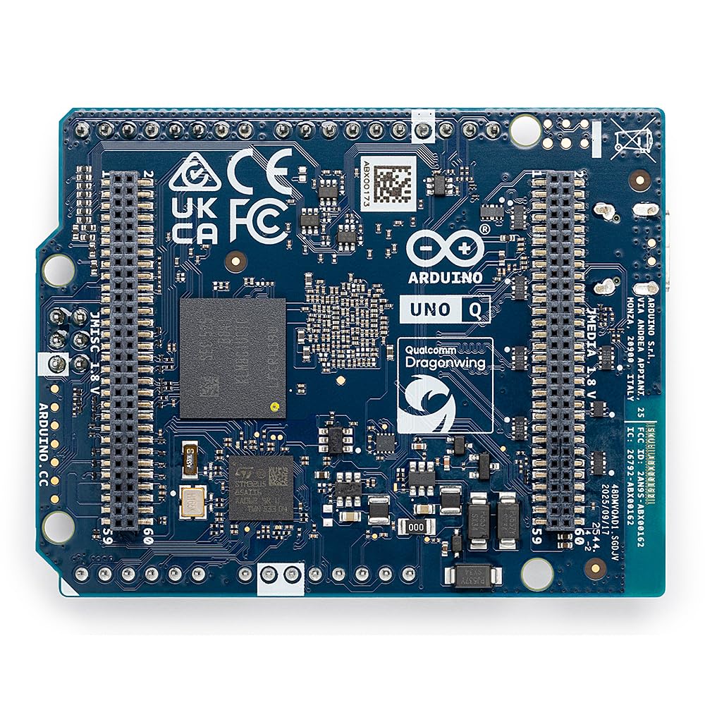 Arduino® UNO™ Q 4GB [ABX00173]- Hybrid Board, Qualcomm Dragonwing QRB2210 microprocessor (MPU) & STM32U585 Microcontroller(MCU), AI Vision, Voice, IoT, Robotics, Linux Debian OS, Wi-Fi 5, USB-C