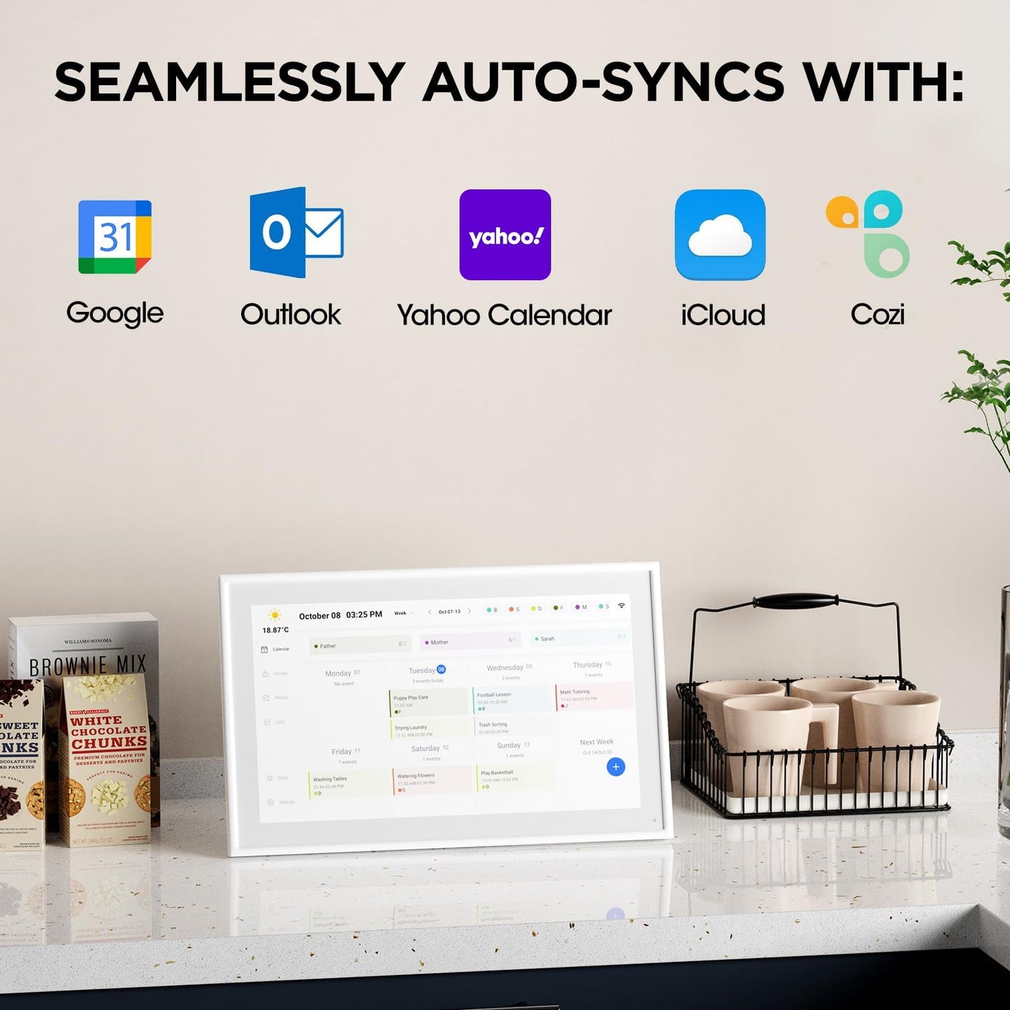 Mezed 15.6" Smart Digital Calendar, Meal Schedule, Duty Chart, HD Smart Touch Screen Home Interactive Electron Calender