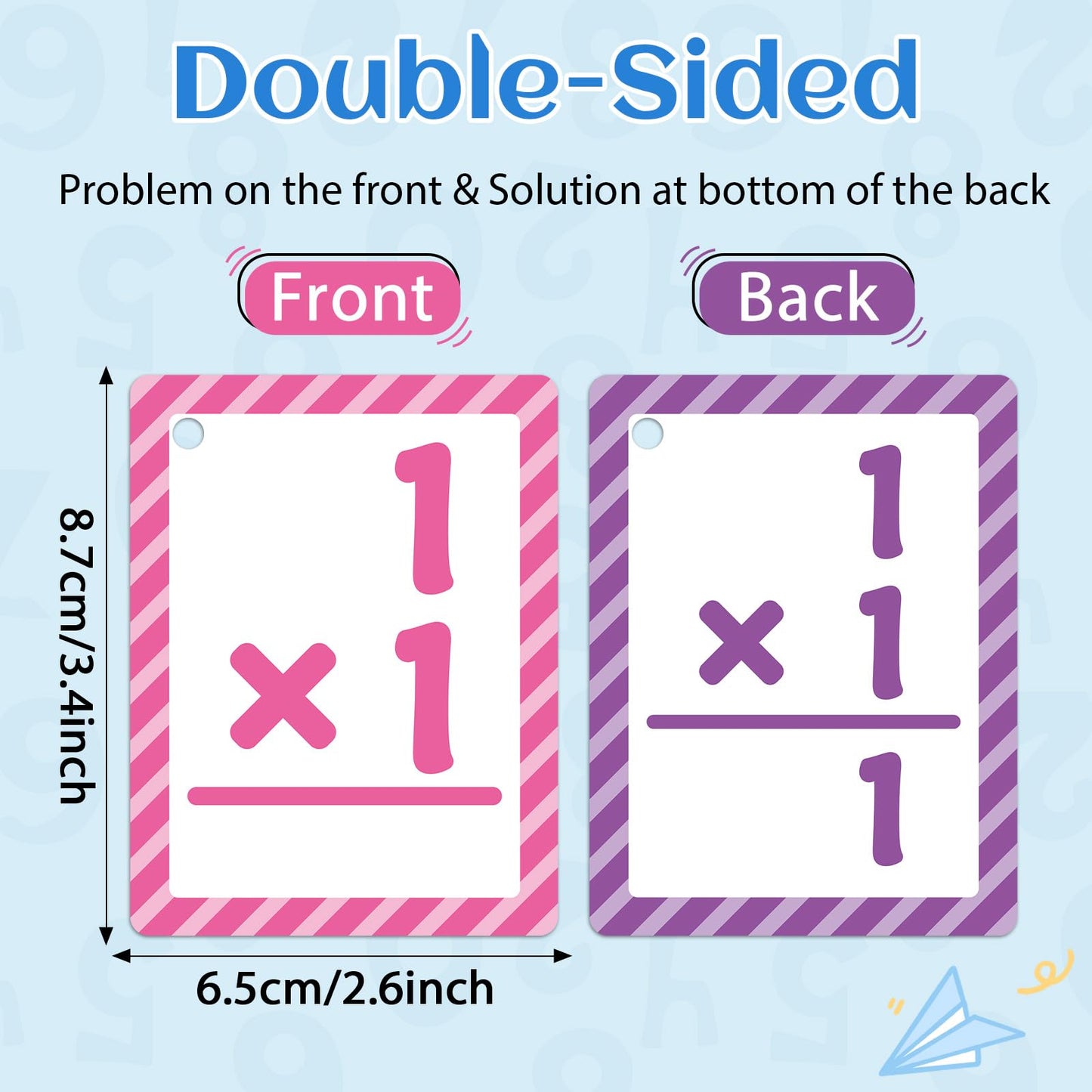 Math Flash Cards Set of 5 Addition Subtraction Division Multiplication Make 10 Games 276 Math Learning Double-Sided Flashcards with 5 Rings 2 Quick Answer Bells for Kids Kindergarten 1st 2nd 3rd Grade