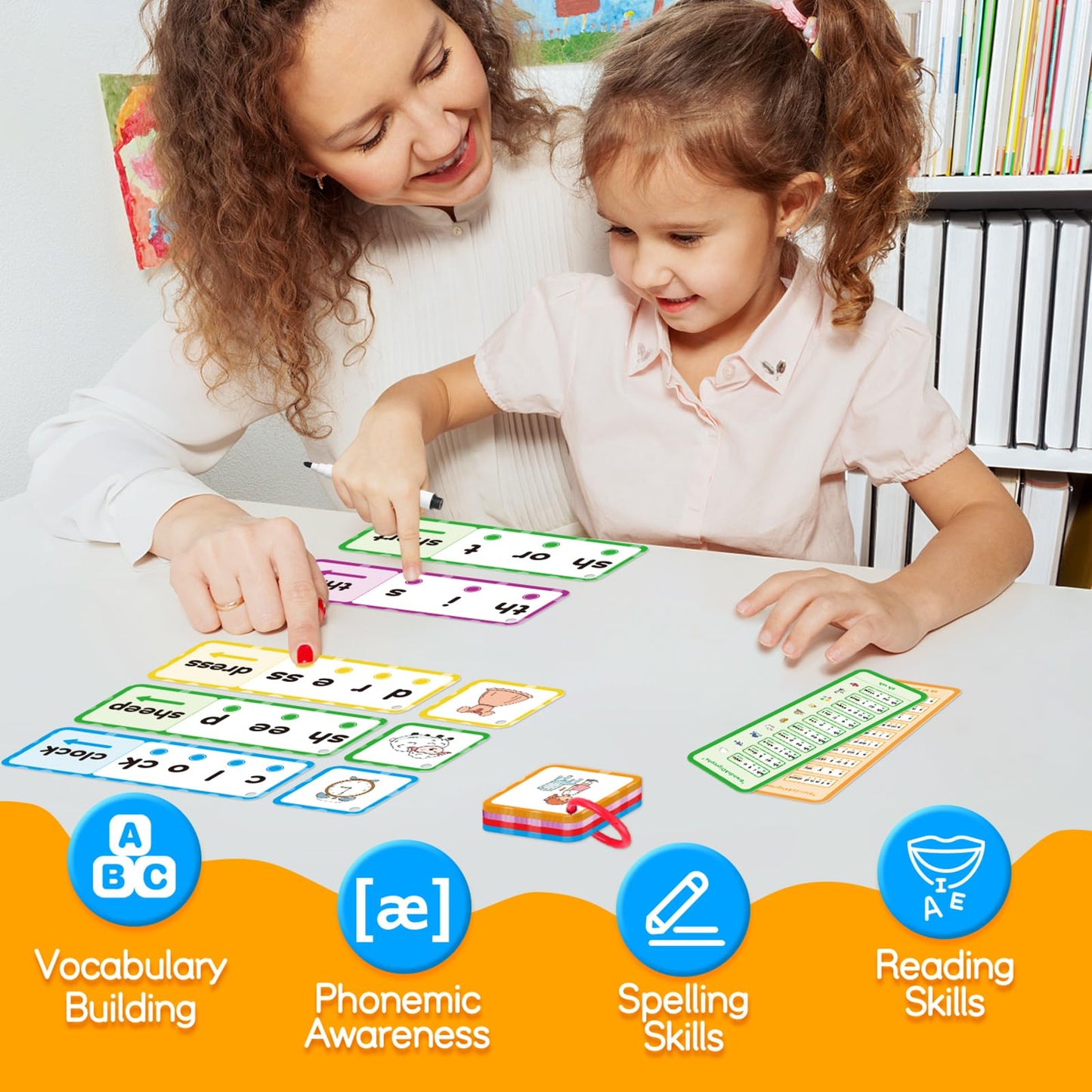 Kasfalci Blends & Digraphs Cards,Phonics Games,Speech Therapy Toys for Toddlers Kids,Learn to Read,Spelling Reading Learning Sight Word Games,kindergarten Preschool Learning Activities,Educational Toy