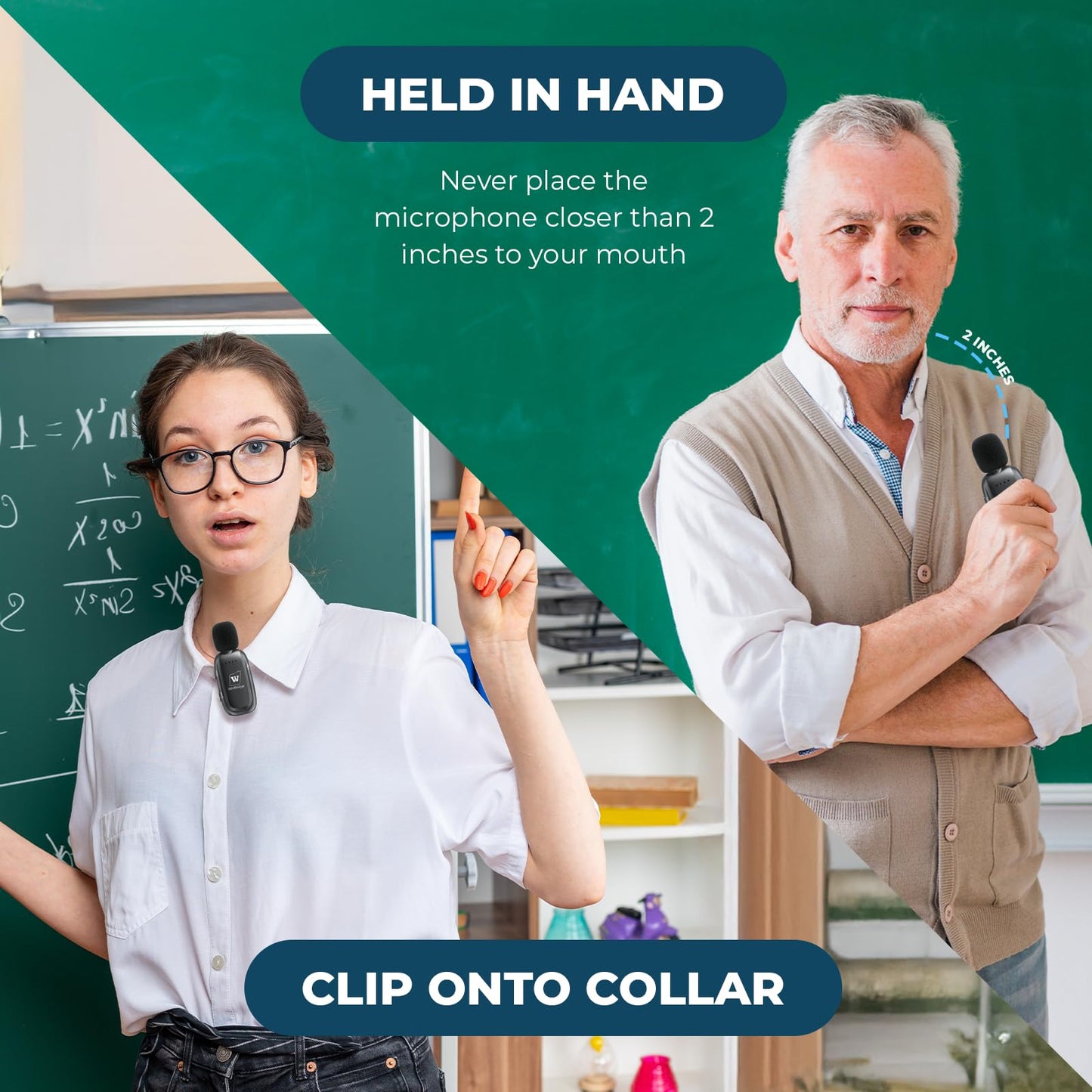 WinBridge Wireless Voice Amplifier for Teachers - Lapel Mic System Saves Your Voice | 15W Portable PA System with Bluetooth, 12H+ Battery, Auto-Pairing | No Headset, Ultra-Light 18.3g Clip Mic WB005N