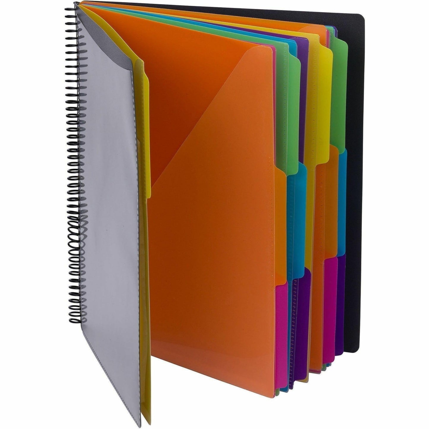 Smead Project Organizer, 24 Pockets, Grey with Assorted Bright Tabs, Tear Resistant Poly, 1/3-Cut Tabs, Letter Size (89206)